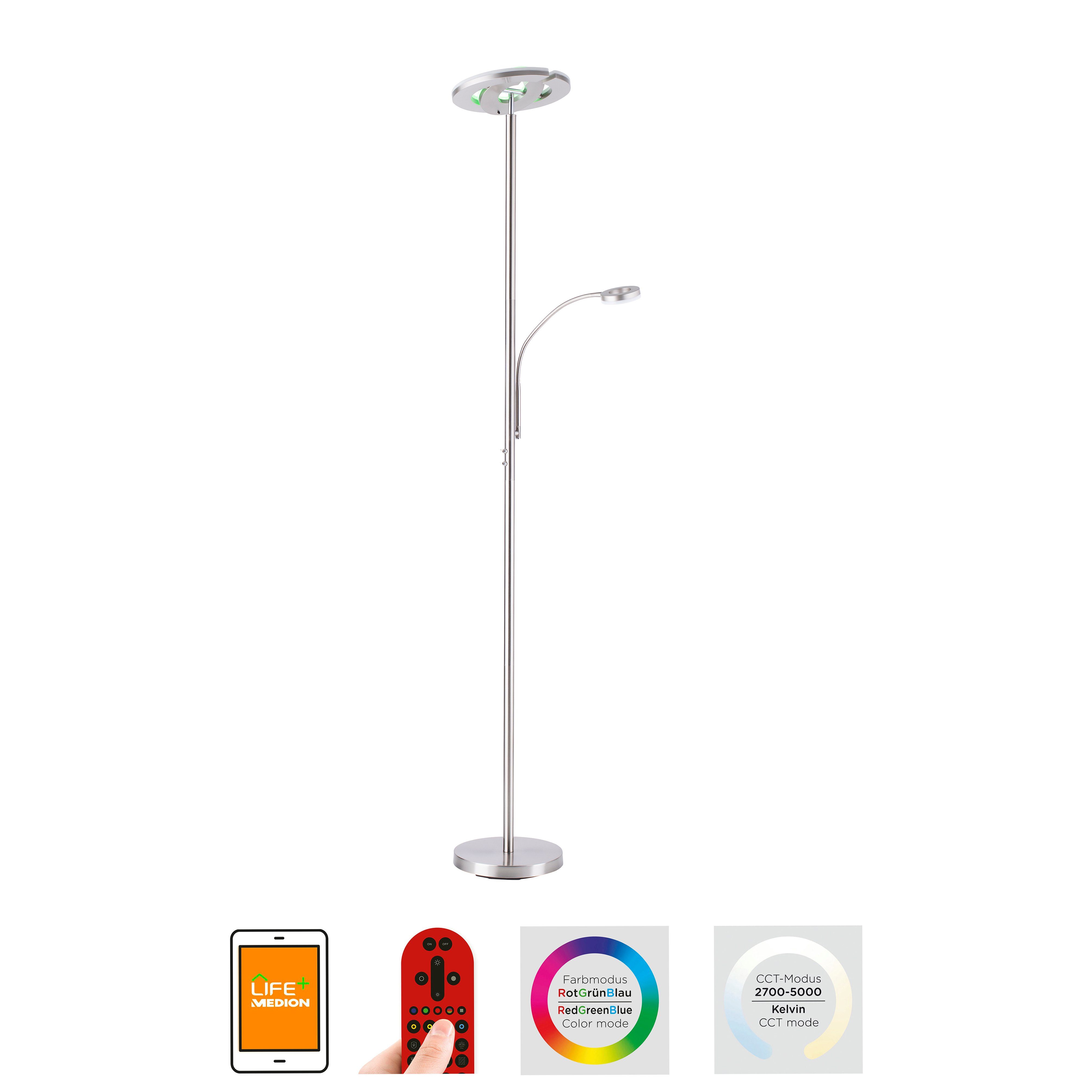 JUST LIGHT Stehlampe Ls-ROCCO, LED fest integriert, warmweiß - kaltweiß, RGB+tunable white, Infrarot inkl., Fernbedienung, Smarthome fähig