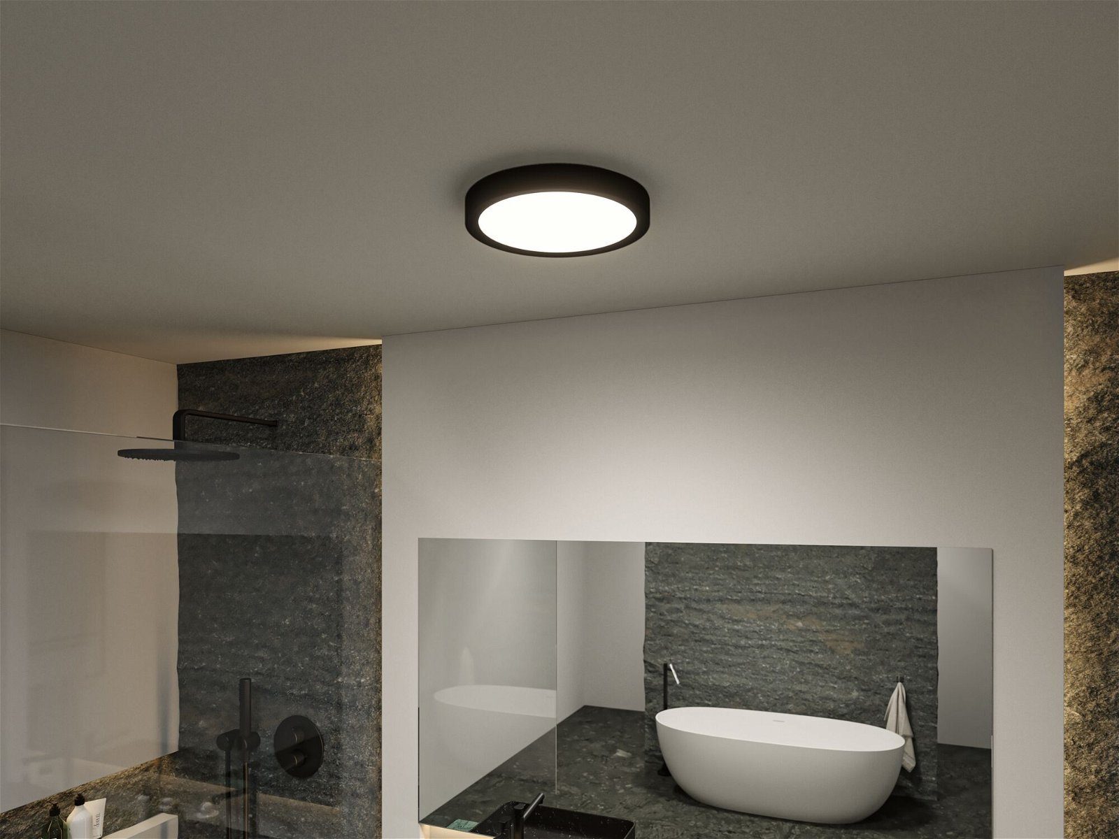 WhiteSwitch Bathroom fest IP44 24W Deckenleuchte Paulmann LED integriert, Selection Tageslichtweiß, Kunststoff, Schwarz Tega LED 230V