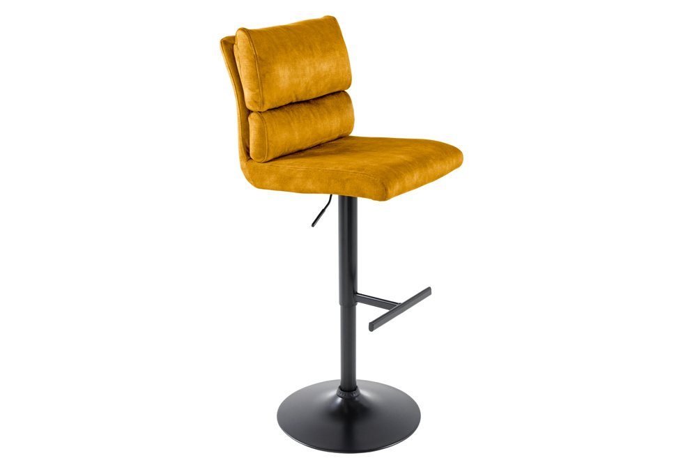 riess-ambiente Barhocker COMFORT senfgelb/schwarz - Samt, Metall, höhenverstellbar, weich (Einzelartikel, 1 St), Drehbarer Stuhl mit Lehne - ideal für Wohn- und Esszimmer oder Küche