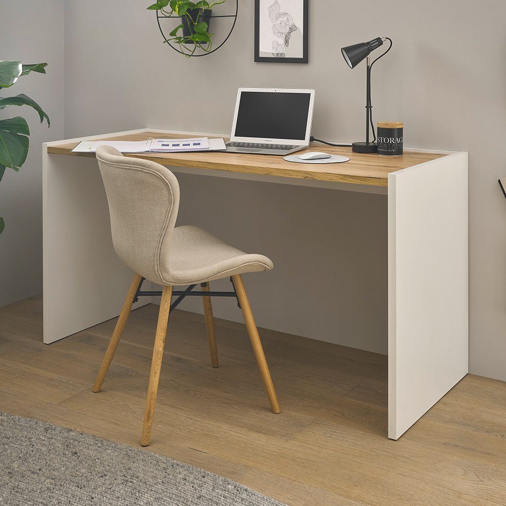 Lomadox Schreibtisch CRISP-61, in anthrazit mit Wotan Eiche, ca. 143/76/62 cm