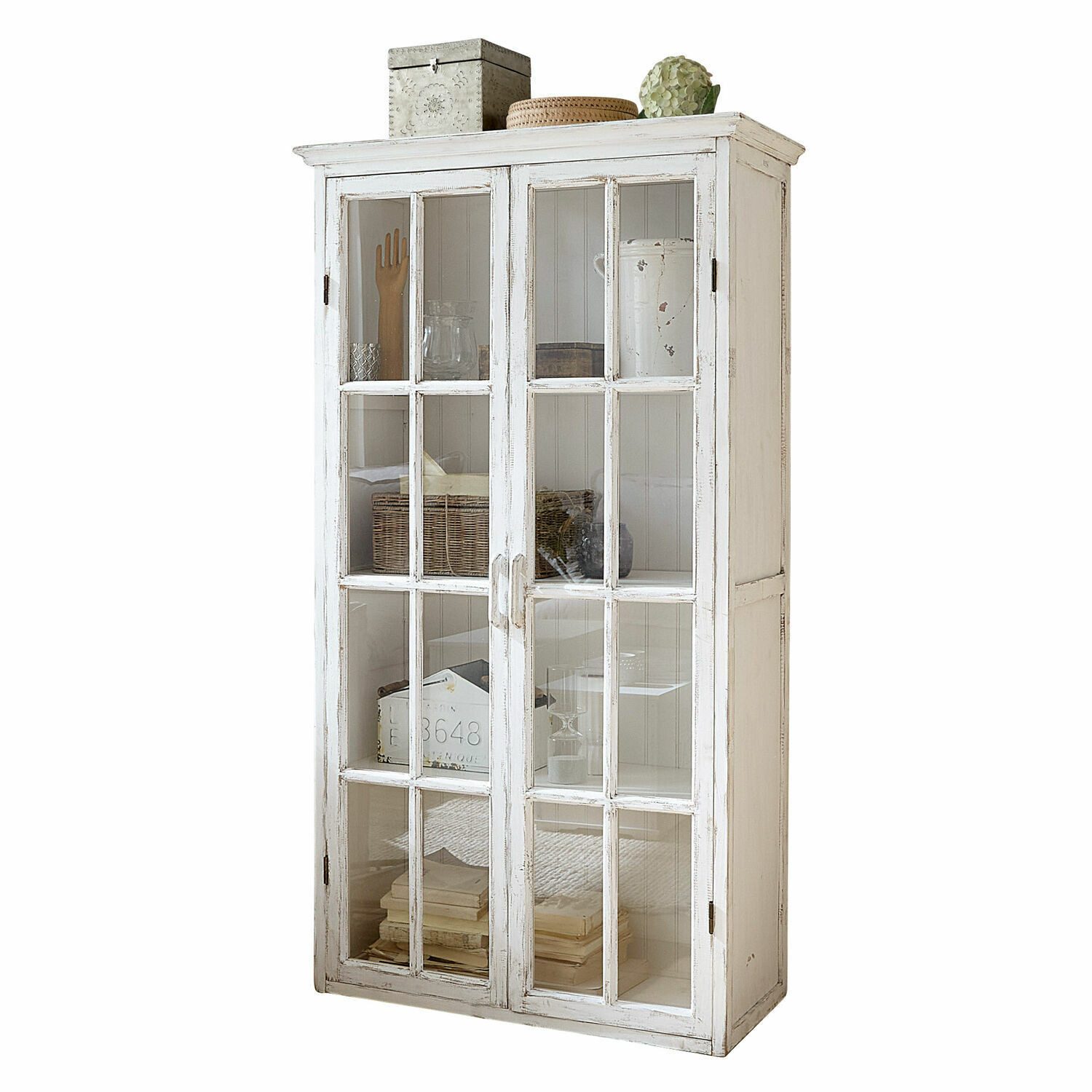 Mirabeau Vitrine Schrank Keanu antikweiß