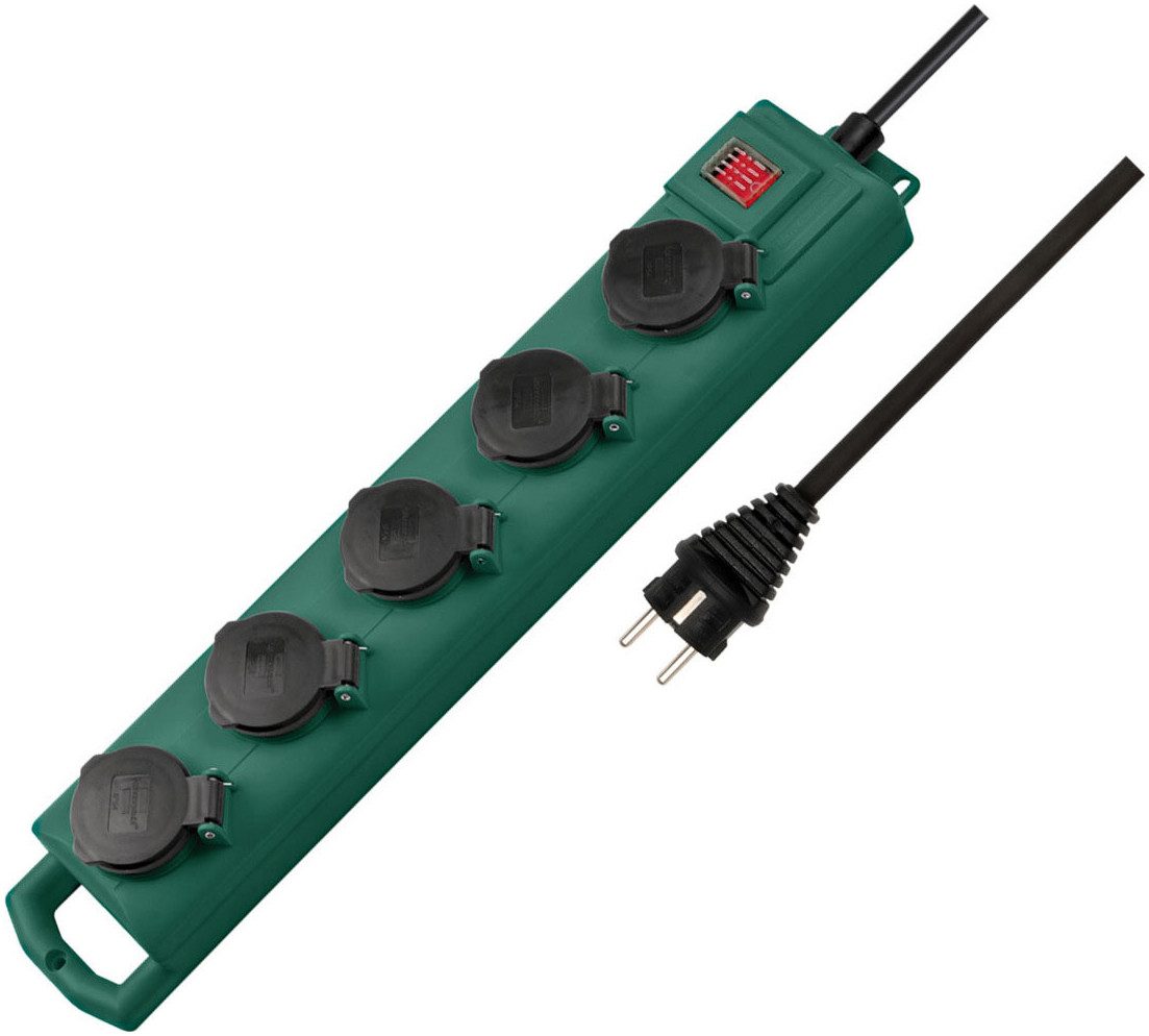 Brennenstuhl Super-Solid SL 554 DE IP54 5-fach 5m H07RN-F3G1,5 Steckdosenverteiler 5-fach (Ein- / Ausschalter, Schalterbeleuchtung, Kabellänge 5 m)
