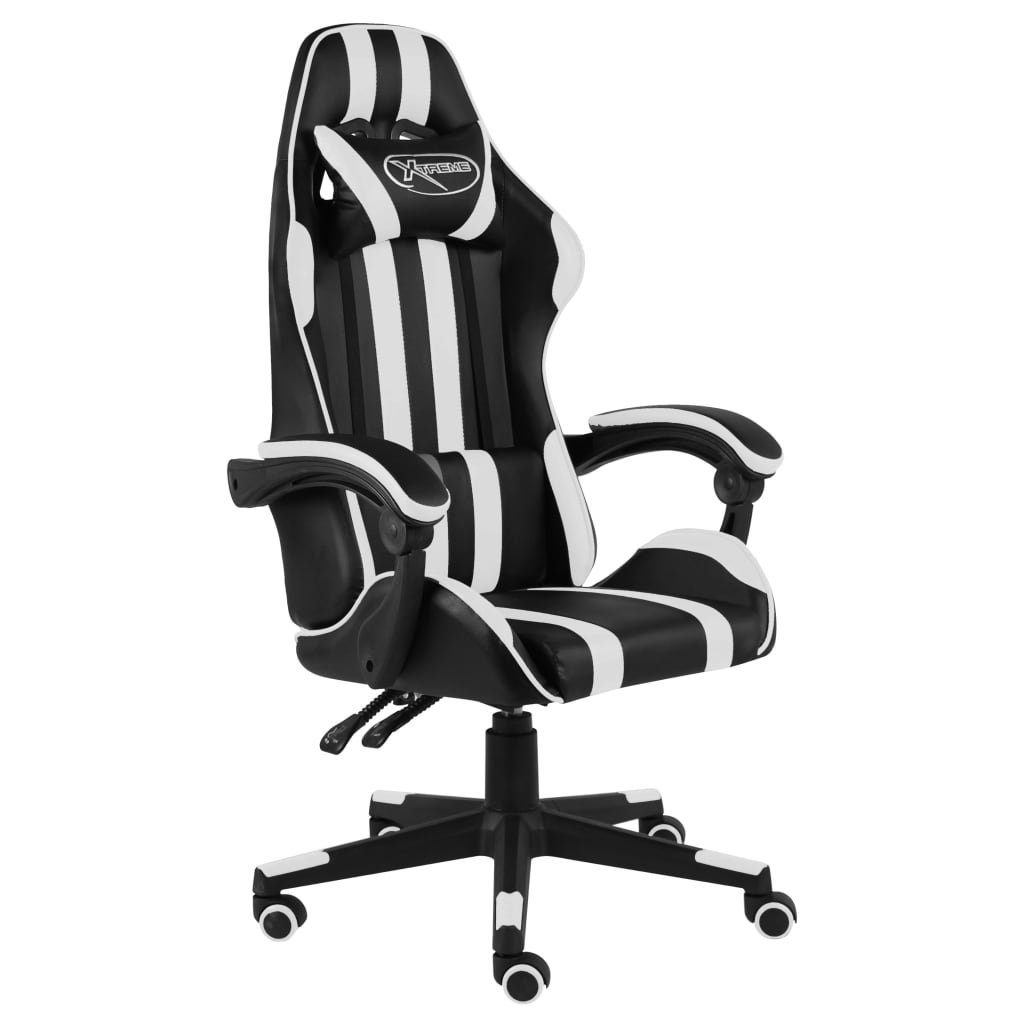 furnicato Bürostuhl Gaming-Stuhl Schwarz und Weiß Kunstleder (1 St)