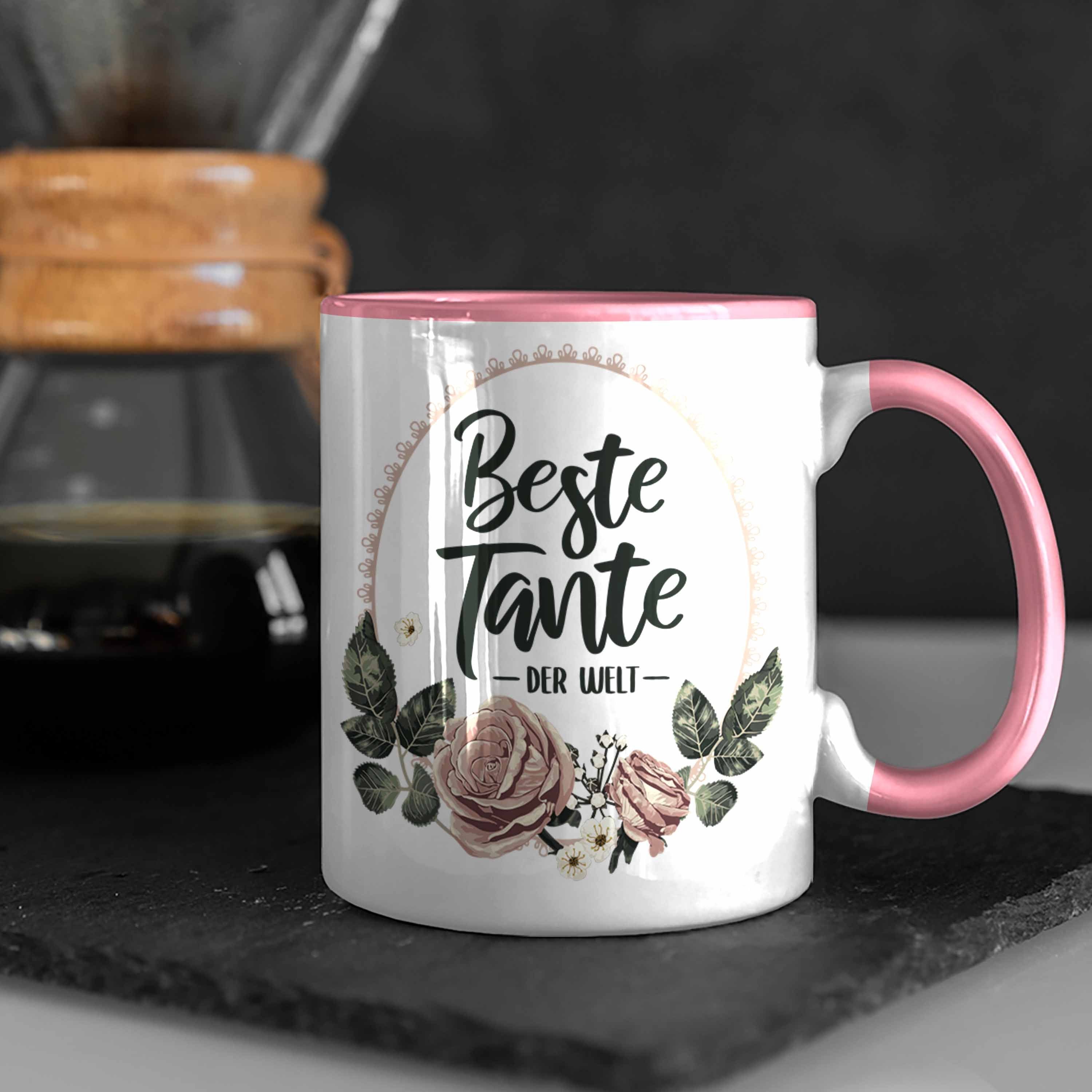 Trendation Tasse Trendation - Rosa für Spruch Geschenk Kaffeetasse mit Coole der Tasse Tante Beste Welt Tante