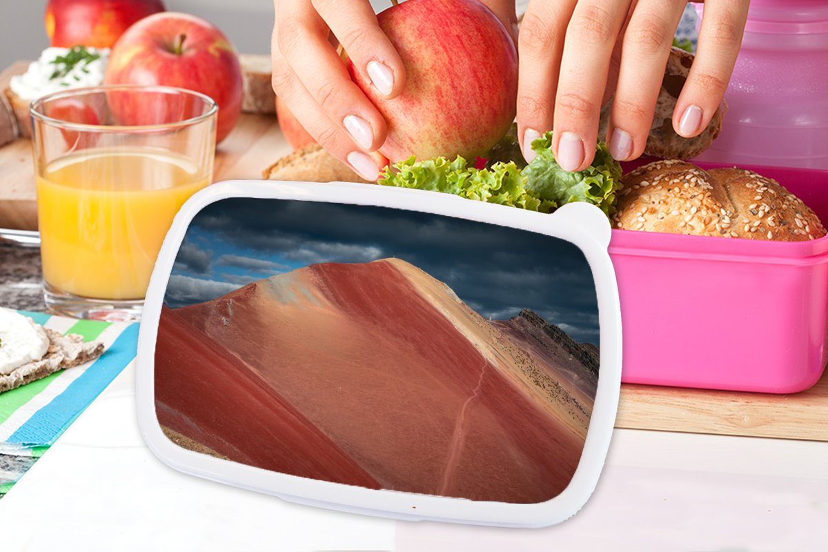 MuchoWow Lunchbox Landschaft Brotdose Kunststoff, rosa Berg - Wolken, Natur - Kinder, - Snackbox, (2-tlg), Kunststoff Mädchen, für Erwachsene, Brotbox