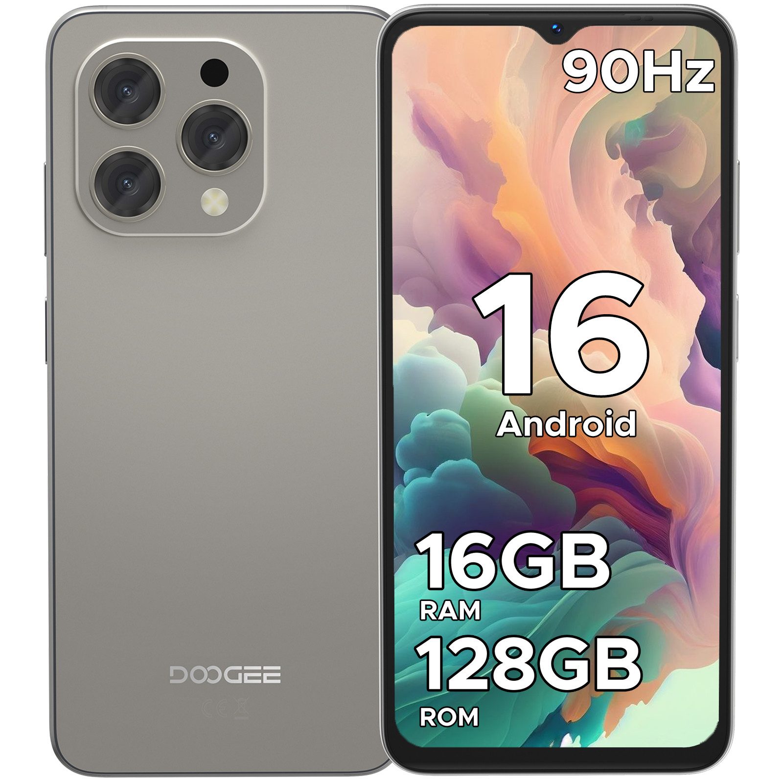 DOOGEE N55 Android 16 handy ohne vertrag 4GB +128GB,6.56" HD+ 90Hz Display Smartphone (6.56 Zoll, 128 GB Speicherplatz, 13 MP Kamera, 6.56" HD+ 90Hz IPS,5150mAh Akku, 13MP AI Kamera)