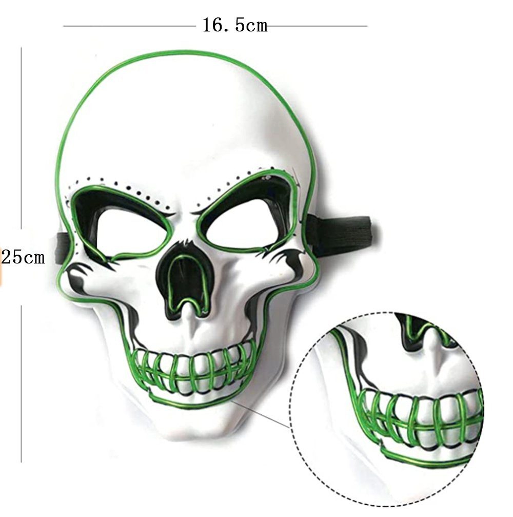 Halloween Halloween Skelett leuchten LED GelldG Maske LED für Dekoobjekt Maske, grün