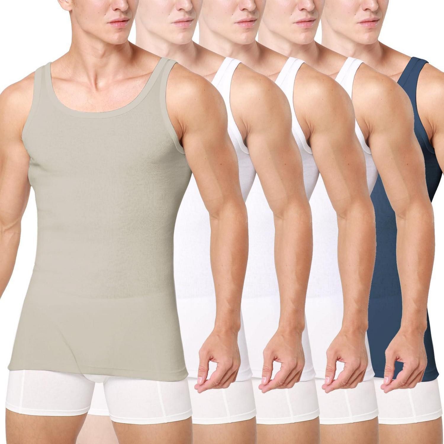 LuxusKollektion Tanktop Unterhemd Herren 5er Pack Baumwolle Feinripp XXL Mehrfarbig