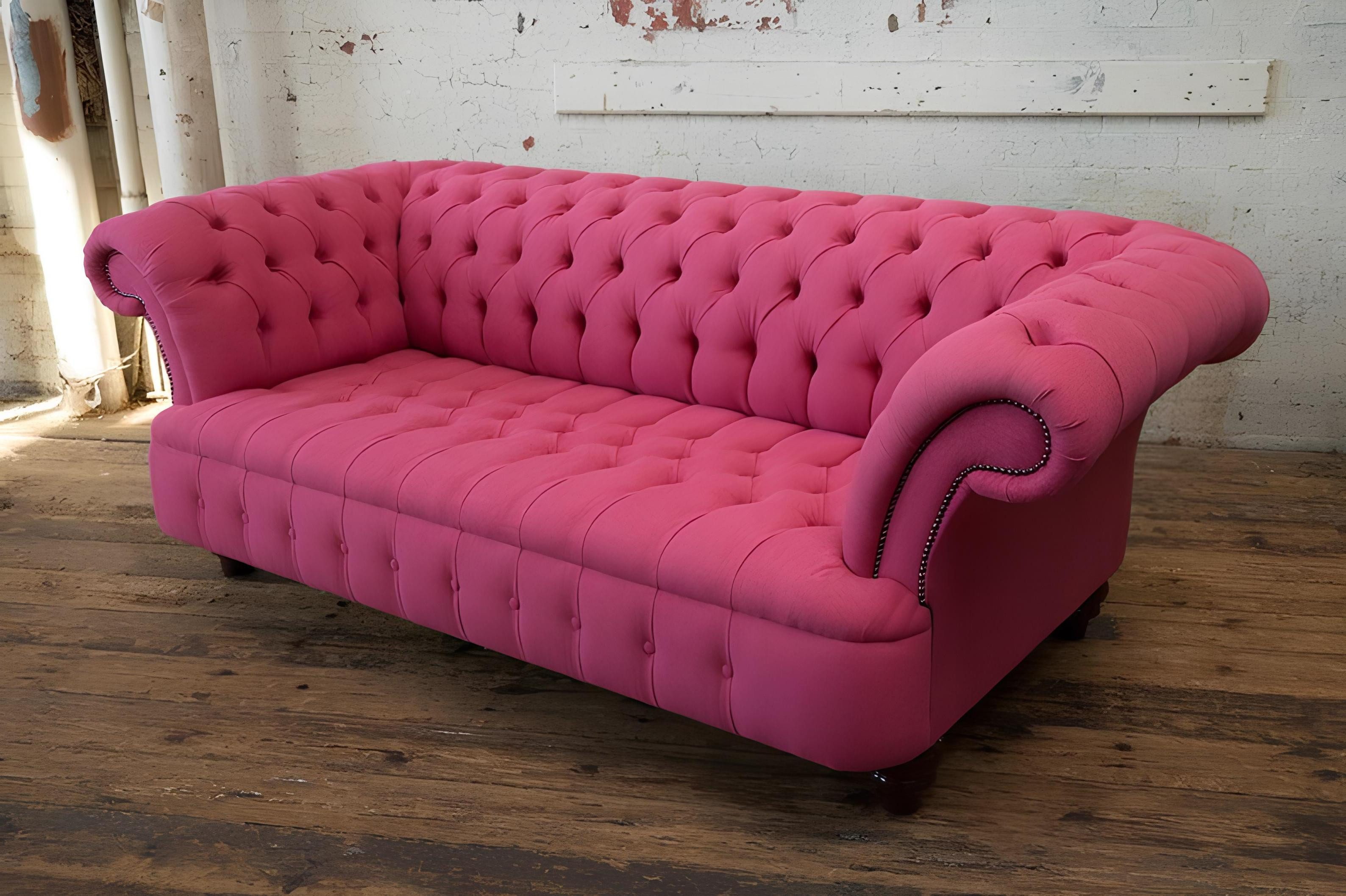 Xlmoebel Chesterfield-Sofa Chesterfield Sofa in elegantem Textilbezug mit klassischer Optik, Hergestellt in Europa