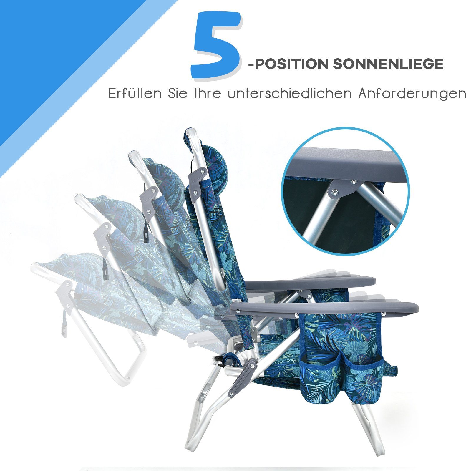 COSTWAY Campingstuhl Strandstühle mit Tisch (3 günstig online kaufen