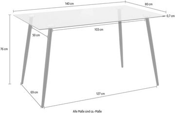 INOSIGN Glastisch Danny, Esstisch Breite 140 cm