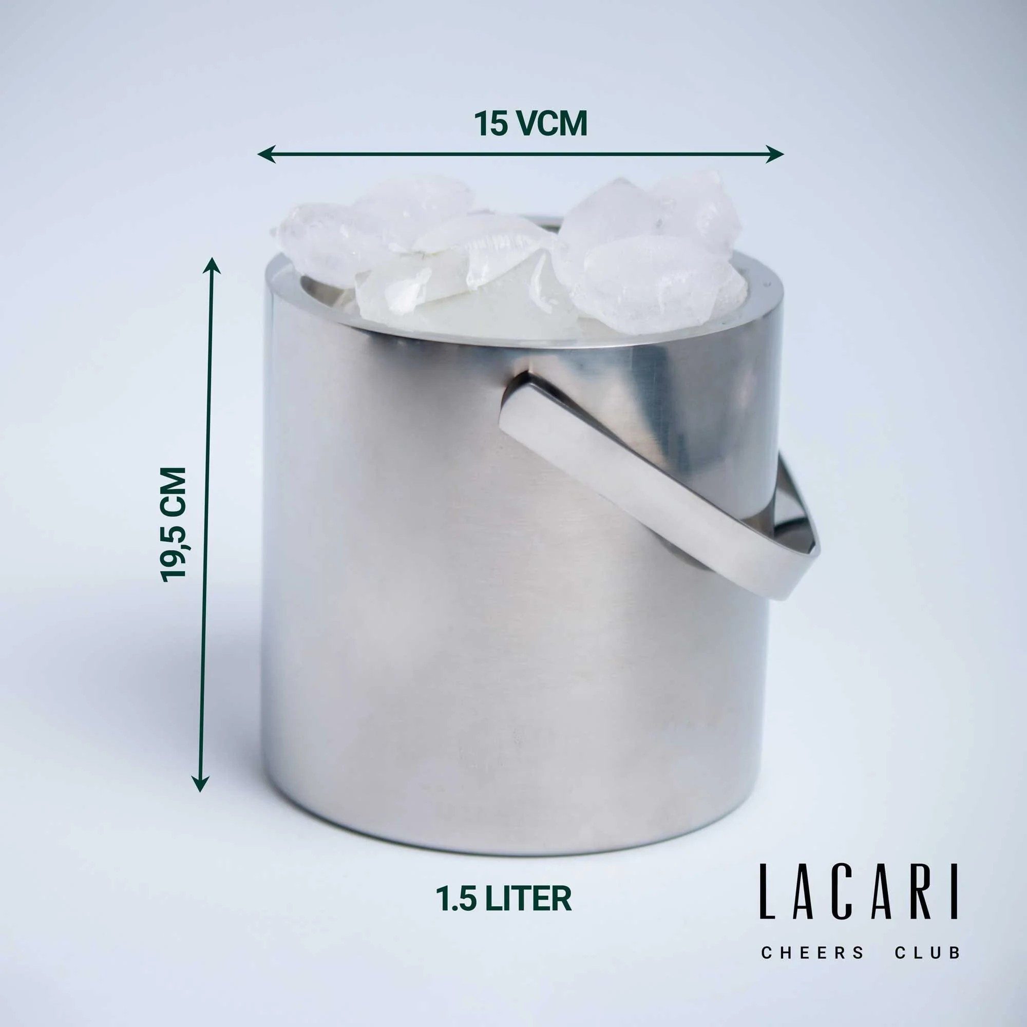 LACARI Eiseimer Eiskübel mit Deckel 1,3 Liter, Lange Kühlung, Wiederverwendbar