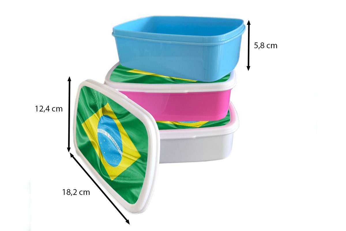 MuchoWow Lunchbox Nahaufnahme der für rosa von Kunststoff (2-tlg), Kunststoff, Mädchen, Erwachsene, Brotbox Brotdose Kinder, Snackbox, Flagge Brasilien