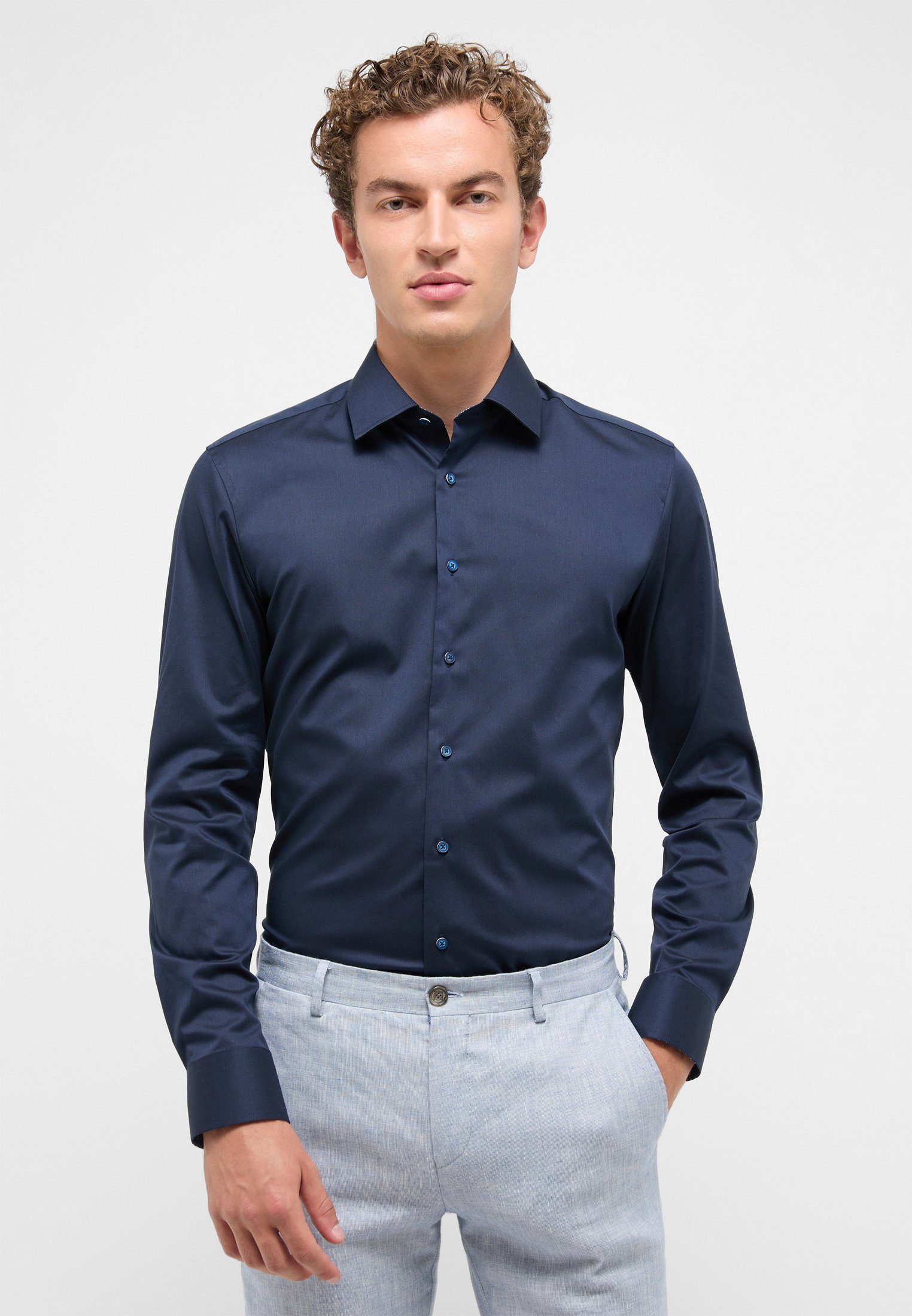 Eterna Langarmhemd SLIM FIT navy