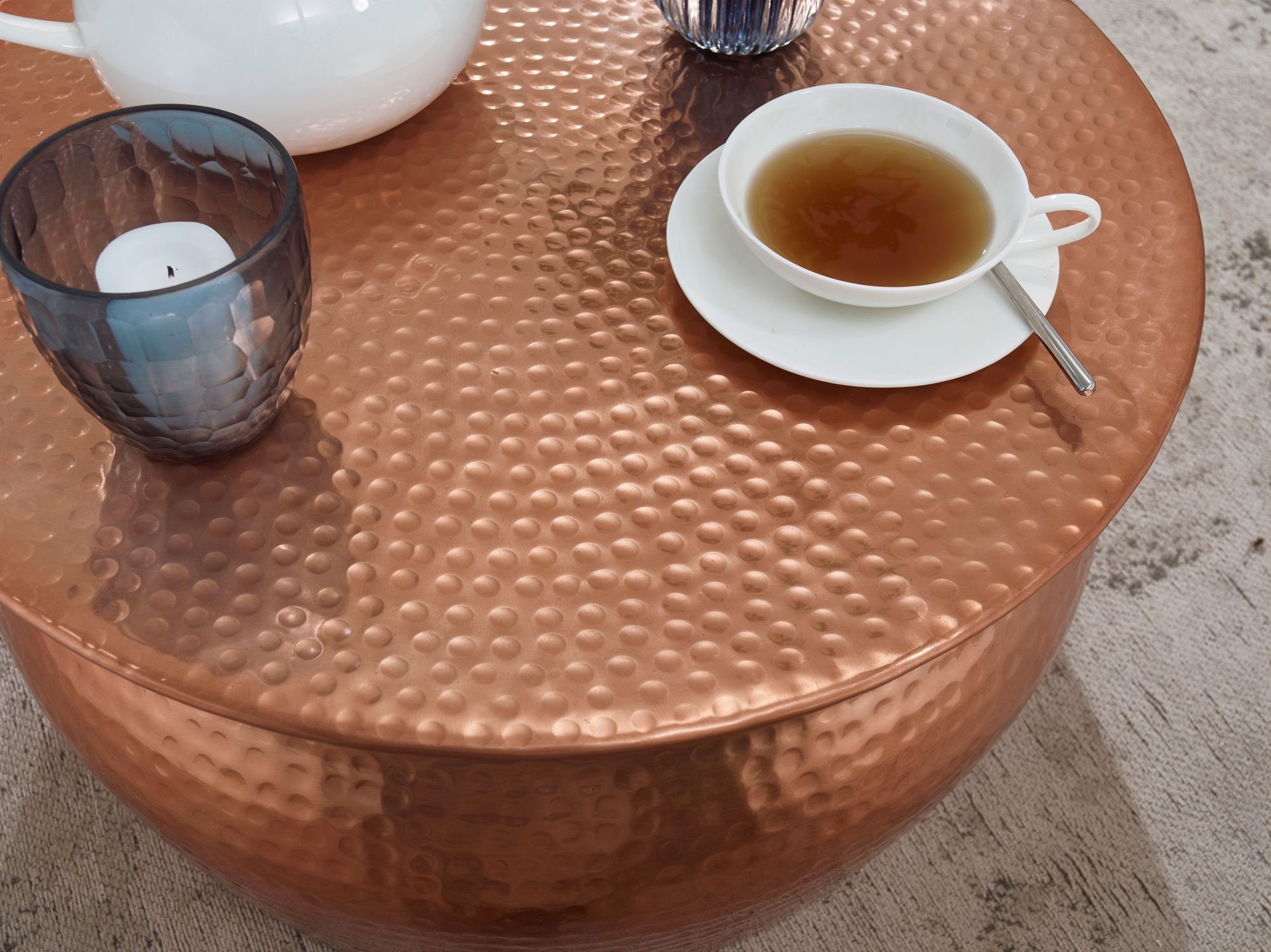 Hammerschlagstrukturen Bronze Kaffeetisch - | DESIGN | Couchtisch ENNS & Orientalisches Design KADIMA Bronze Bronze