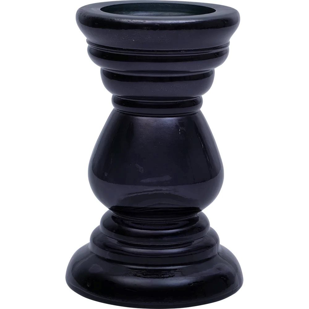 Lesli Living Kerzenhalter 2er Set Kerzenhalter Diego recyceltes Glas schwarz Ø12,5x19,5cm