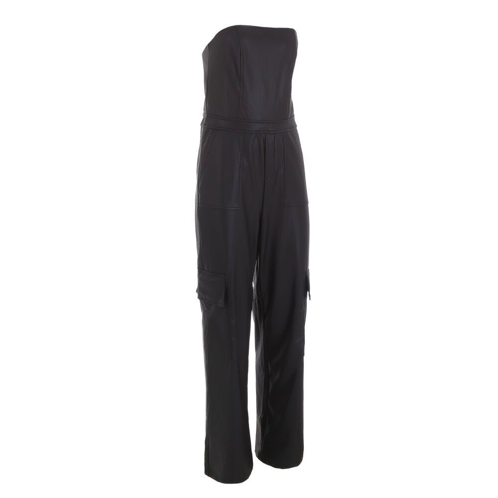 & Damen Overall in Ital-Design Bandeau Schwarz Party Clubwear Hose