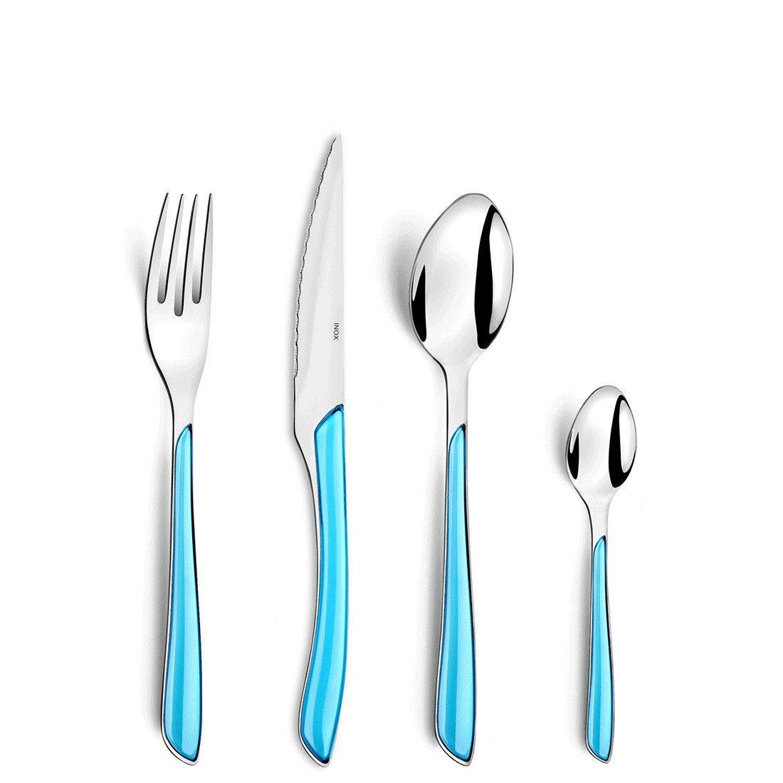 Amefa Besteck-Set ECLAT (24-tlg), 6 Personen, Edelstahl 18/0, Griff Kunststoff, türkis glänzend