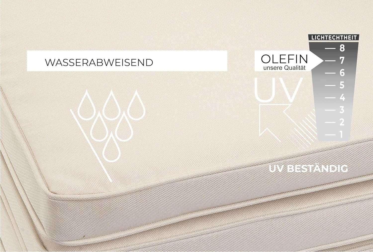 sunnypillow Stuhlkissen 4er Set Stuhlkissen wasserdicht UV-lichtecht BALI, 4er Set 40x40x5cm Ecru