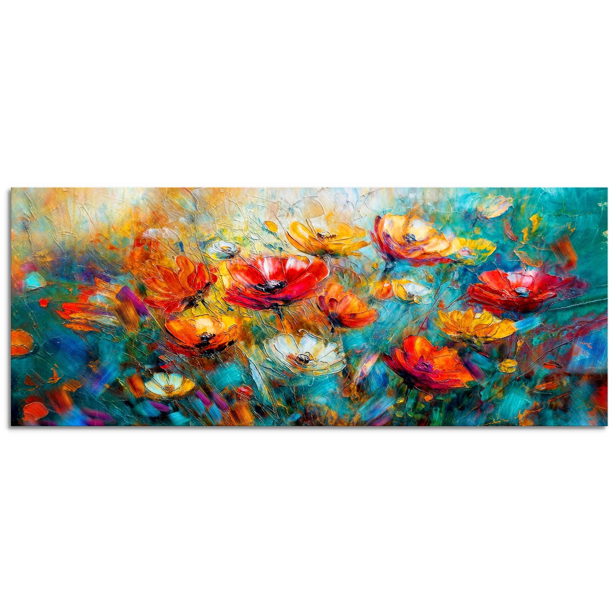 Runa Art XXL-Wandbild Blumen 100 x40 cm Bild Vlies Wohnzimmer Schlafzimmer Deko, Blumenwiese