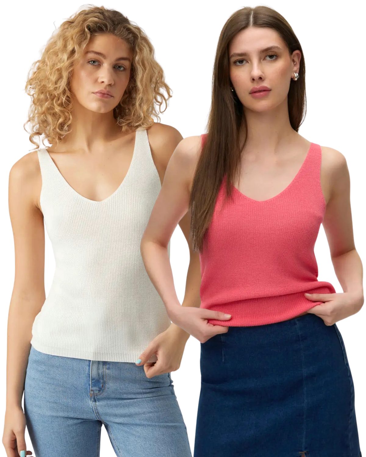 Vero Moda Tanktop (2er Pack) klassisches Top in Rippstruktur vielseitig kombinierbar