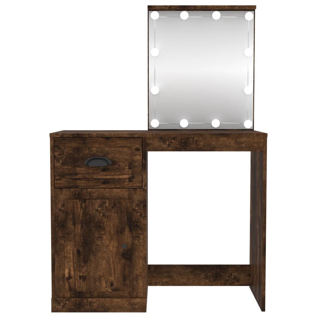 Holzwerkstoff (1-St) cm Schminktisch 90x50x132,5 furnicato mit Räuchereiche LEDs