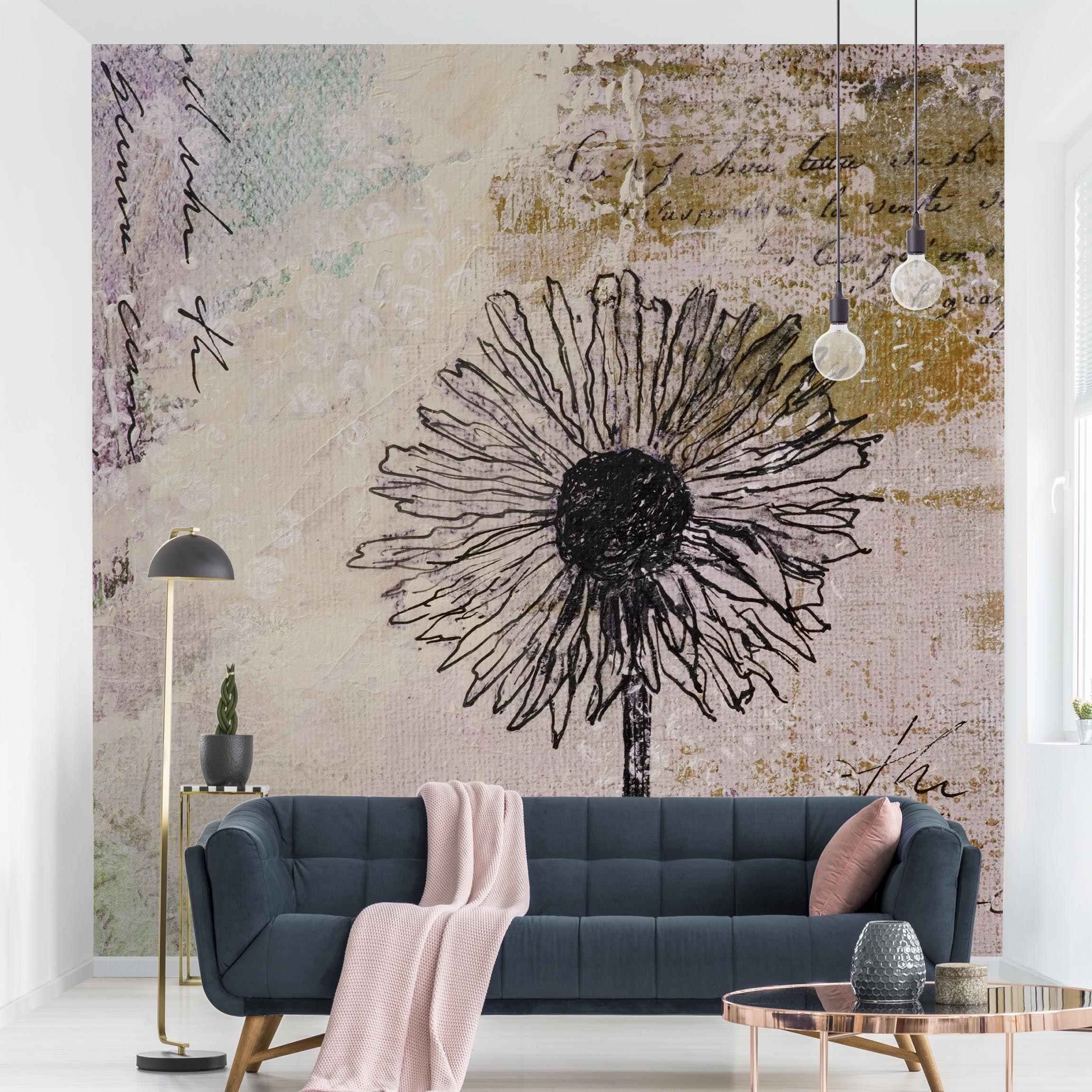 Bilderdepot24 Fototapete Blumen Shabby Pusteblume Blumentapete Floral Natur günstig online kaufen