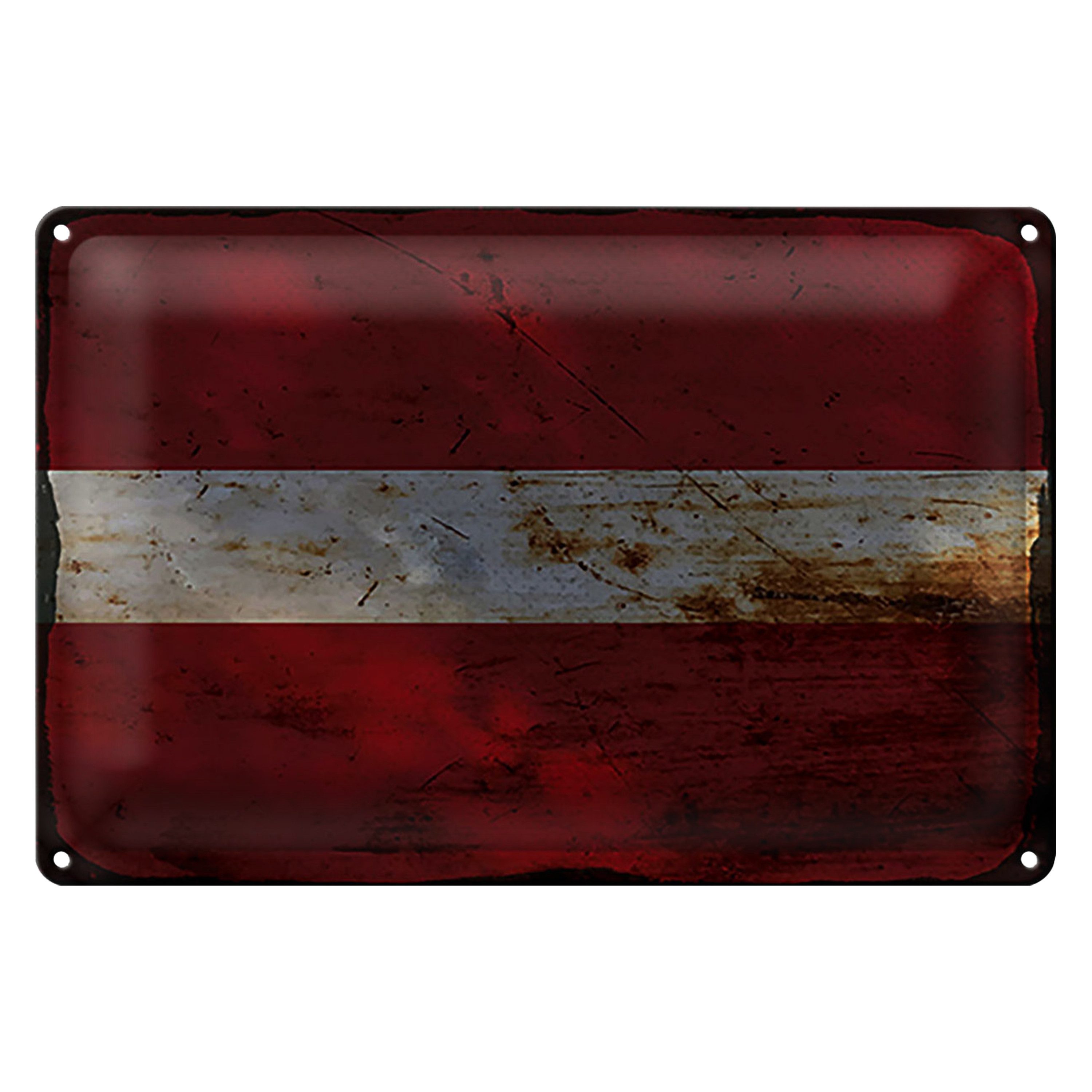Roomando Metallschild Flagge Lettland 18x12cm Flag of Latvia Rost