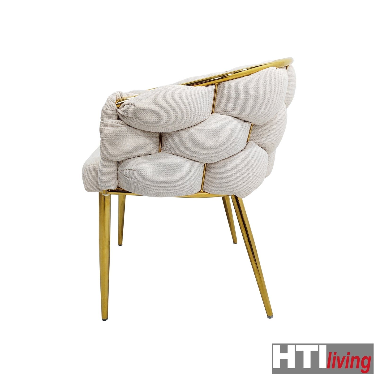 HTI-Living 1 Polsterstuhl Gold Esszimmerstuhl Beige Alsen St), Metallgestell goldenes Stuhl (Einzelstuhl, Design