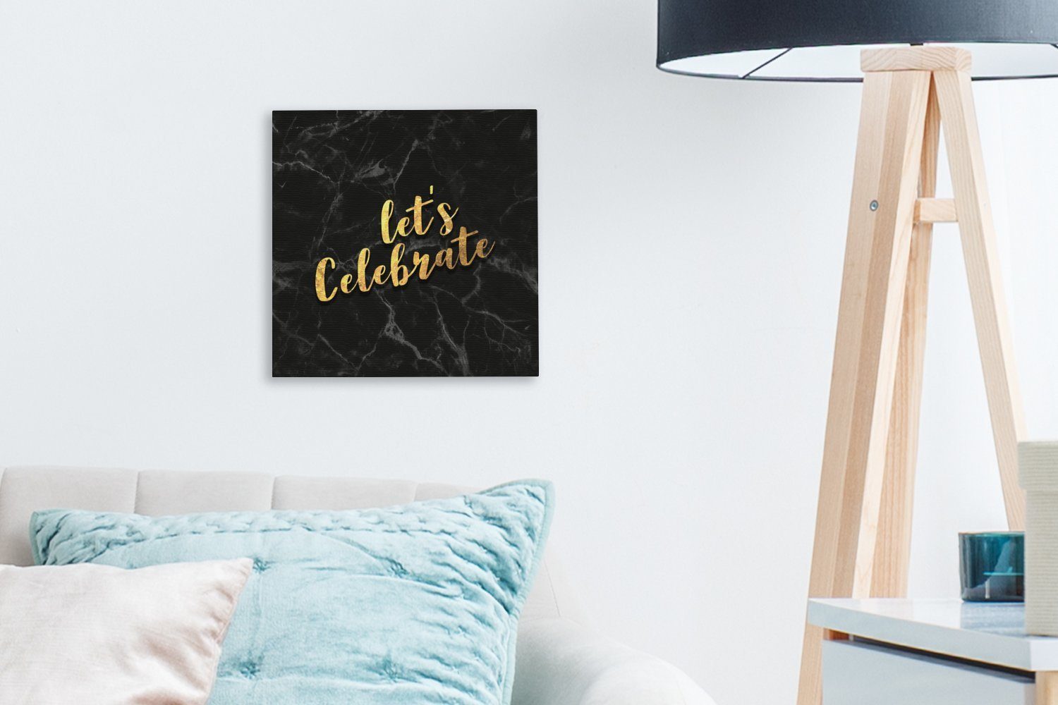 - Bilder Leinwandbild St), Marmor, OneMillionCanvasses® Gold Party - (1 Zitat Wohnzimmer - Schlafzimmer für Leinwand