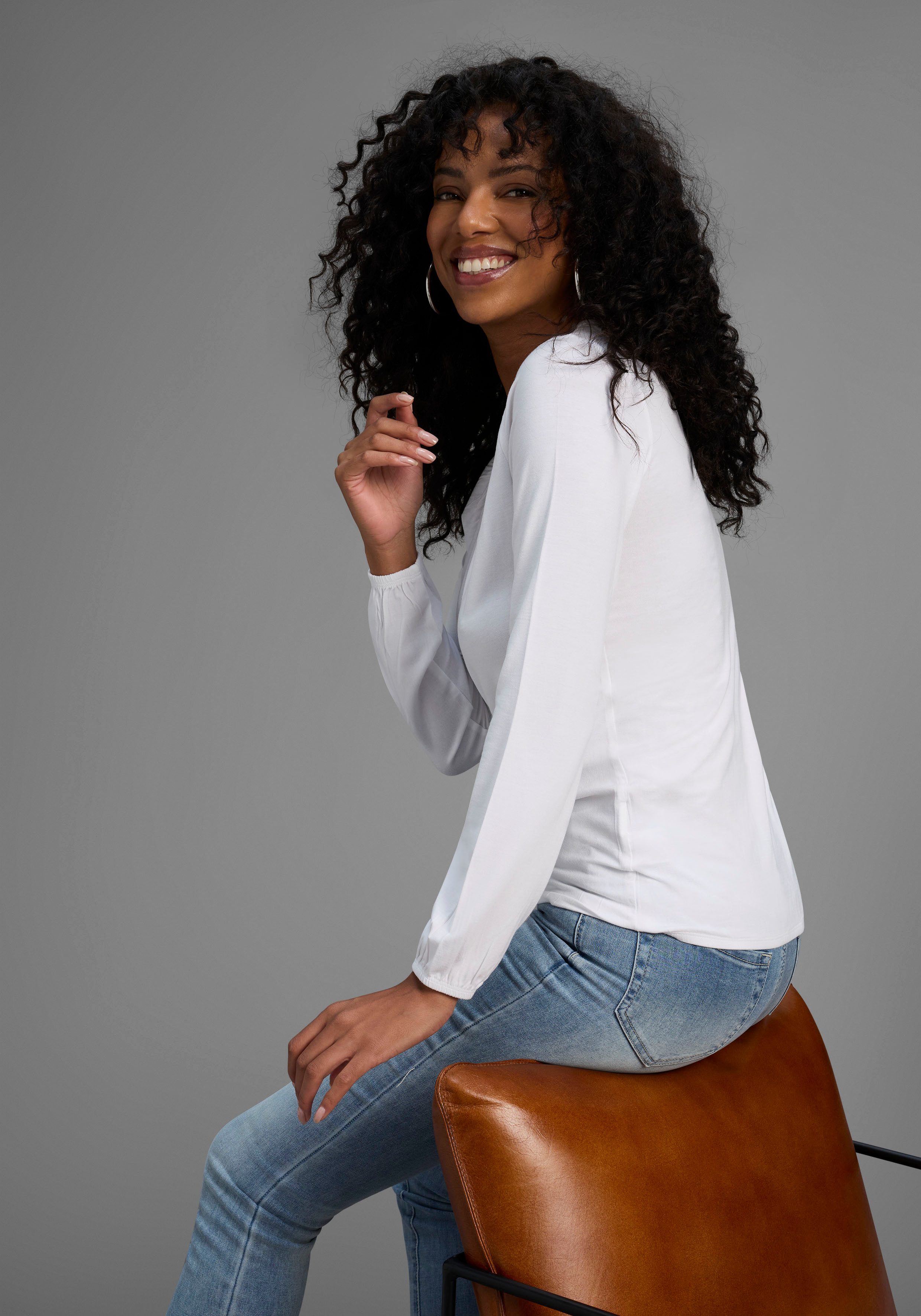 Flashlights Langarmshirt (Packung, 2-tlg., 2er-Pack) figurbetonter Schnitt, aus Viskosemischung