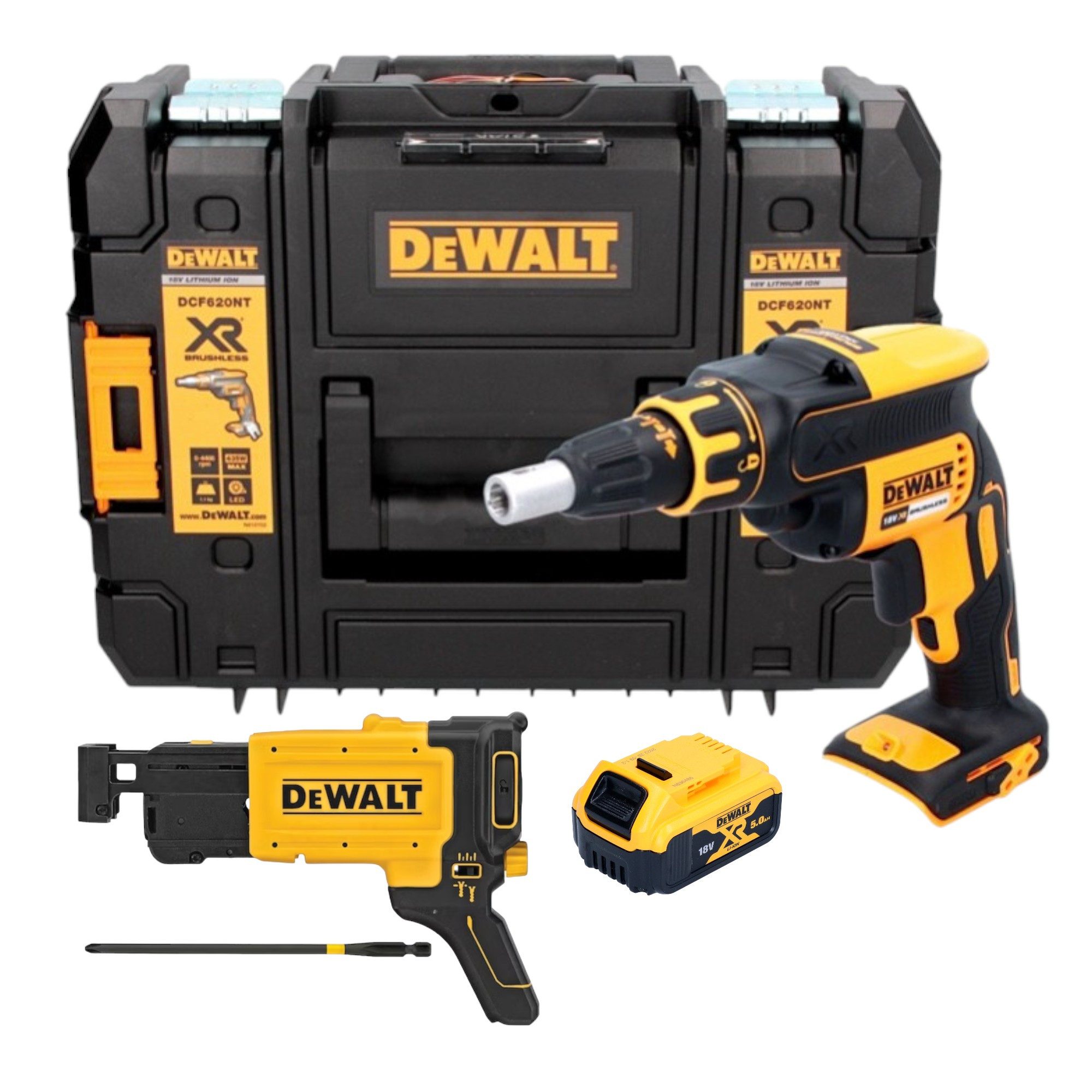 DeWalt Akku-Magazinschrauber DCF 620 NT 18 V 30 Nm Brushless + 1x Akku ...