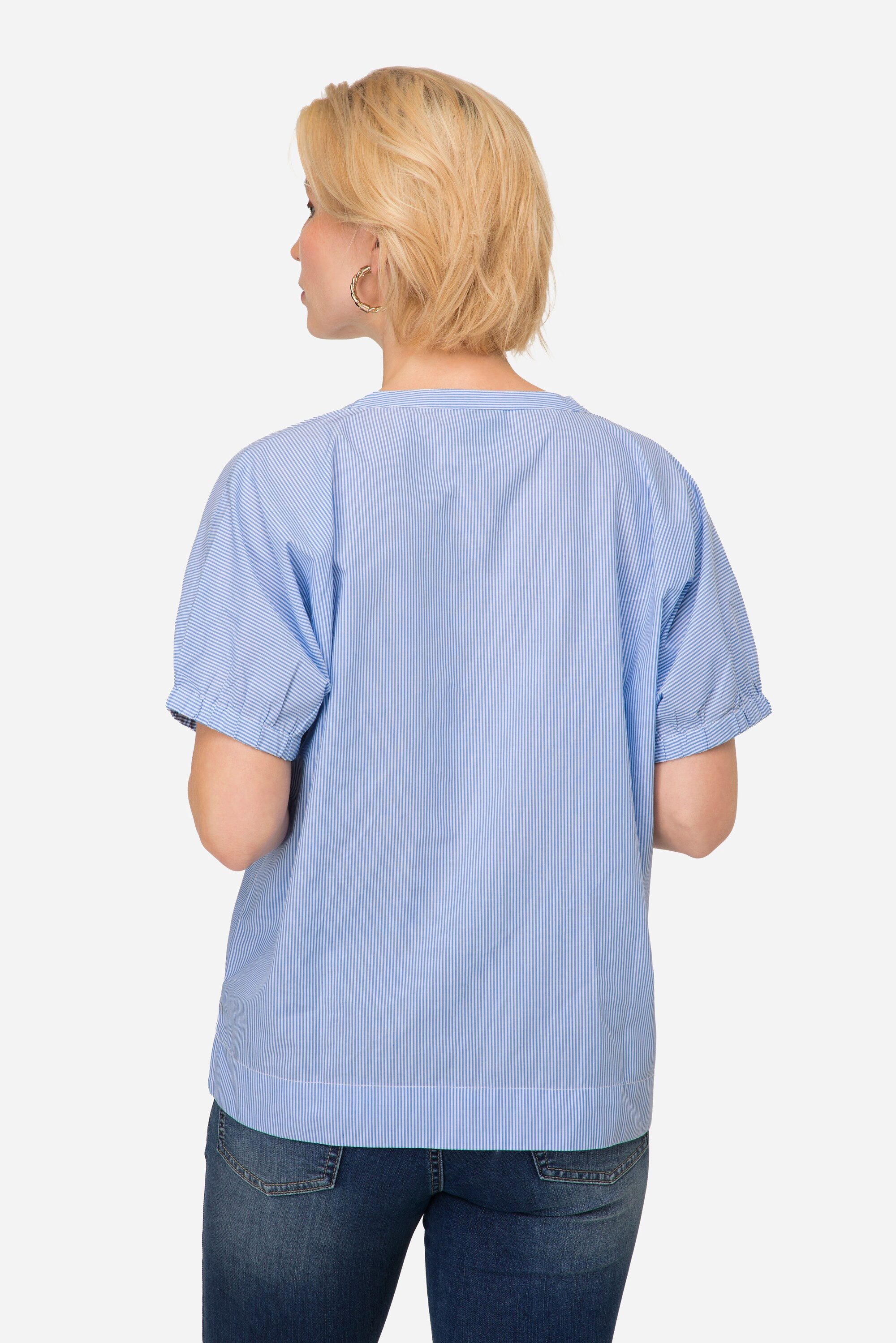 Laurasøn Druckbluse Streifenbluse oversized Robben Print Halbarm