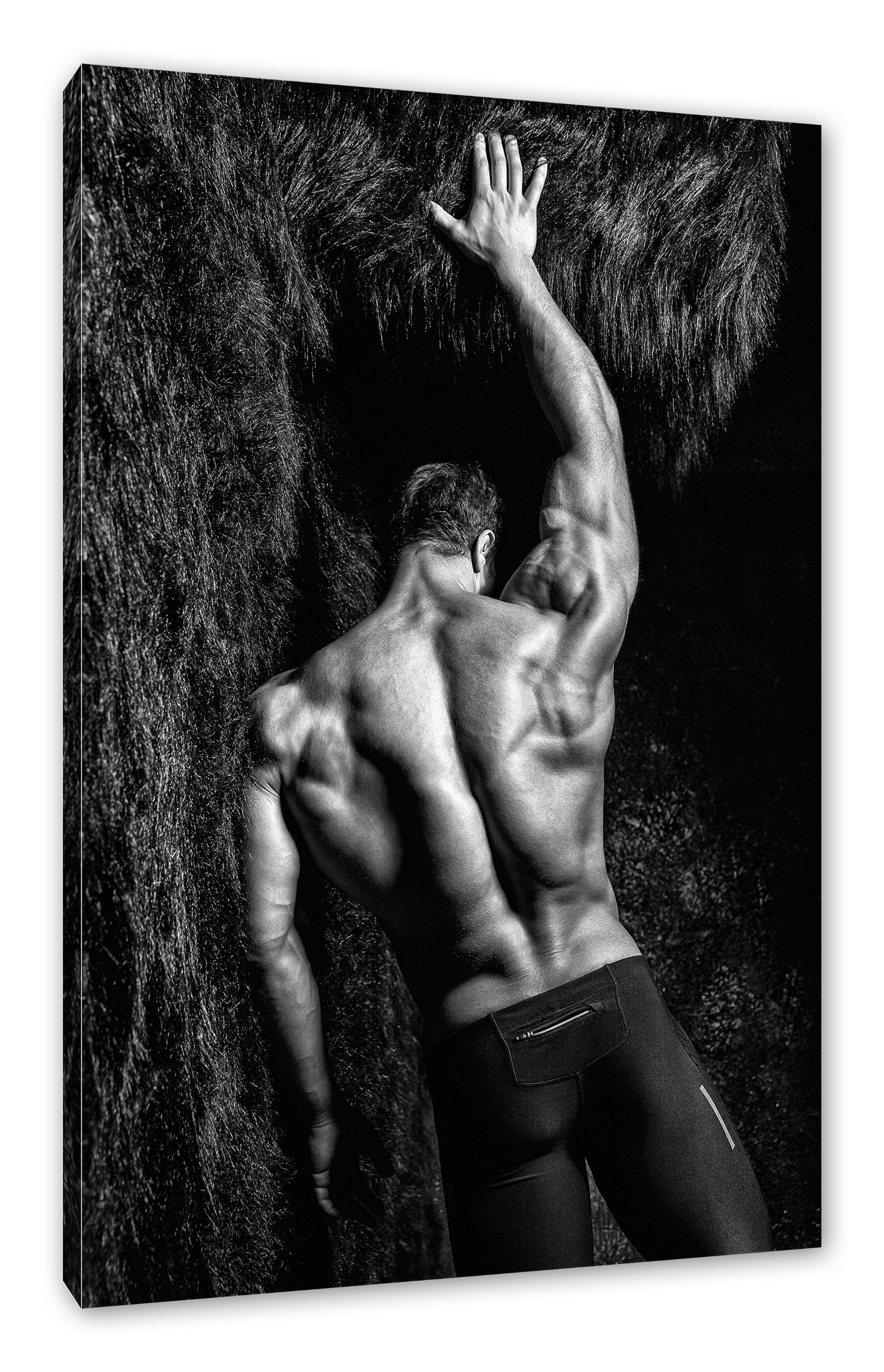Pixxprint Leinwandbild Muskulöser sexy Mann Kunst B&W, Muskulöser sexy Mann Kunst B&W (1 St), Leinwandbild fertig bespannt, inkl. Zackenaufhänger