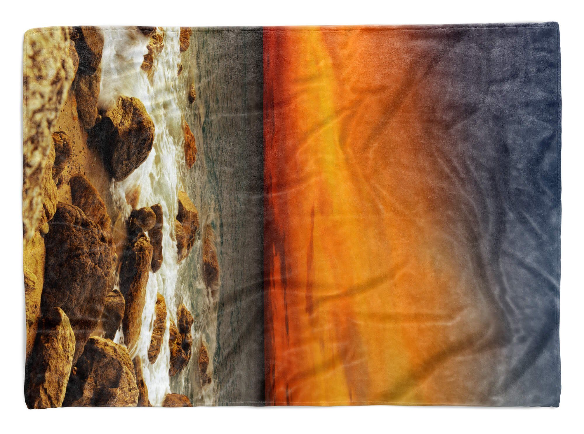 Sinus Art Handtücher Handtuch Strandhandtuch Saunatuch Kuscheldecke mit Fotomotiv Meer Horizont rote, Baumwolle-Polyester-Mix (1-St), Handtuch