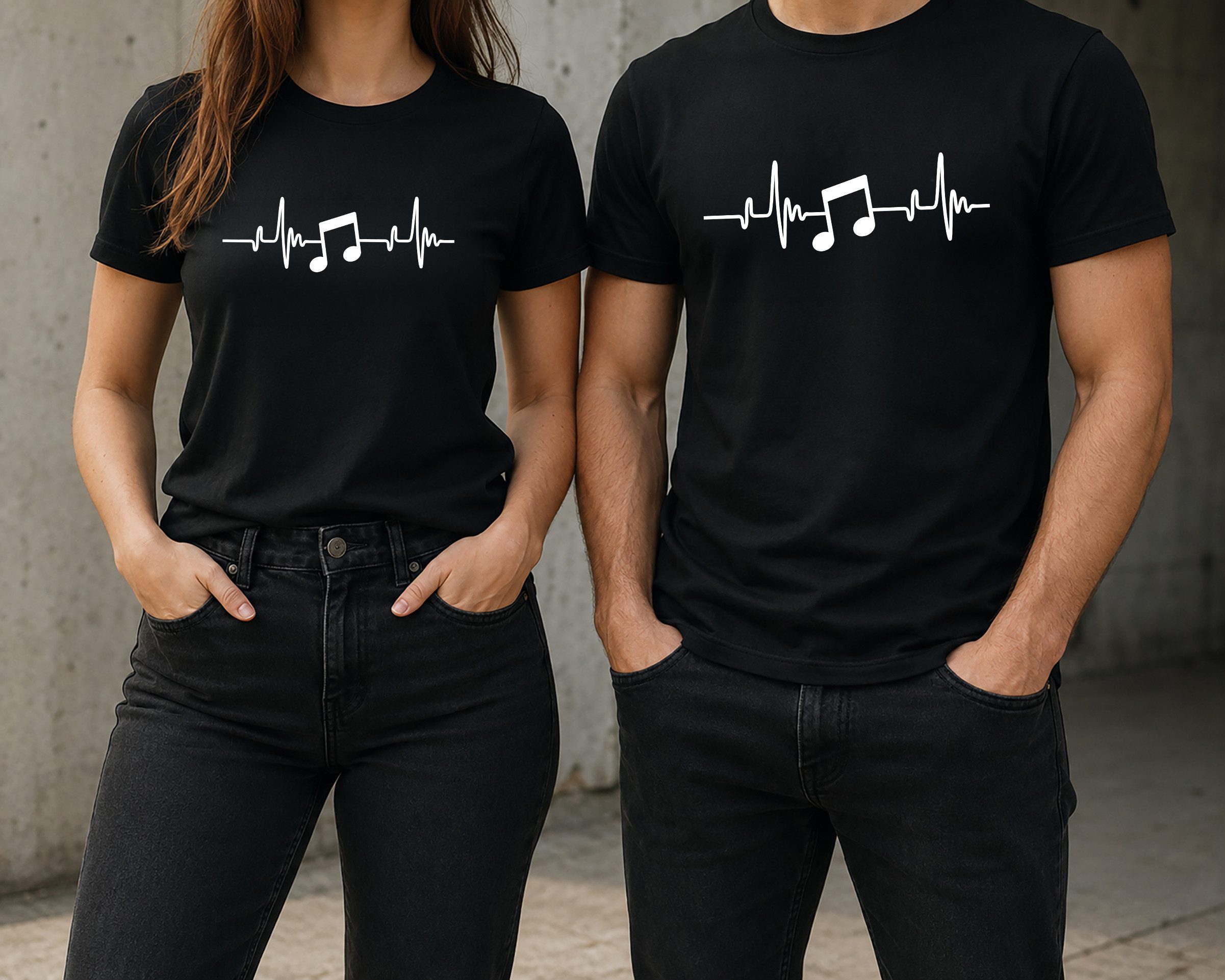 MyDesign24 T-Shirt Motocross Herschlaglinie print Shirt EKG-Linie Musiknote T-Shirt schwarz kurzarm Regular Fit i590