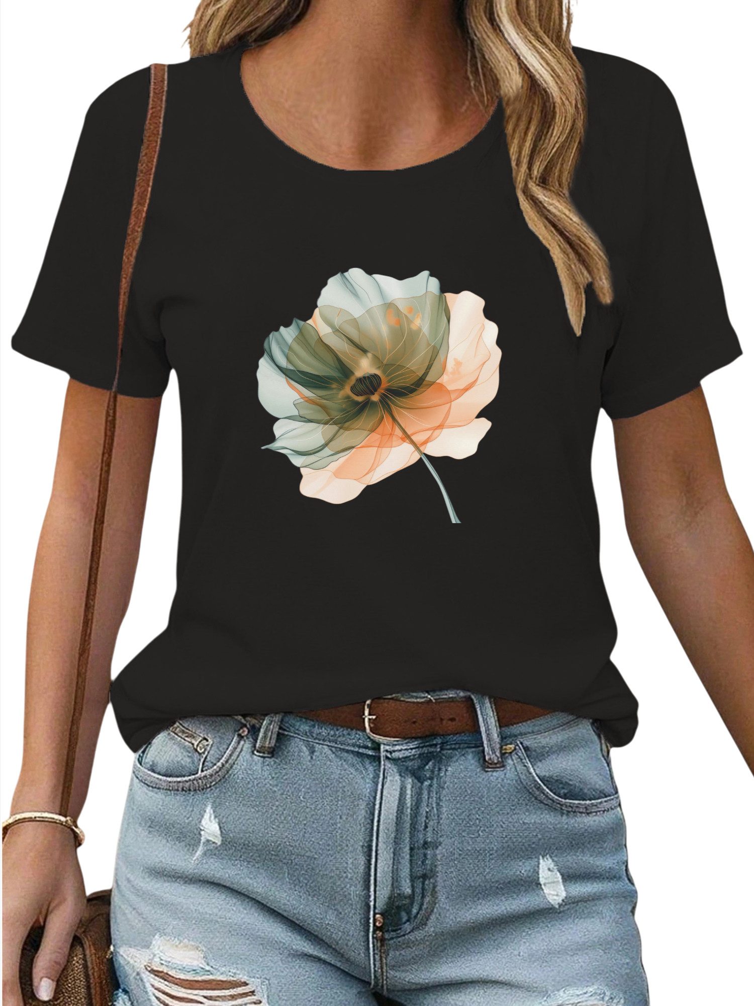 PYL Print-Shirt Damen Casual Kurzarmshirt mit günstig online kaufen