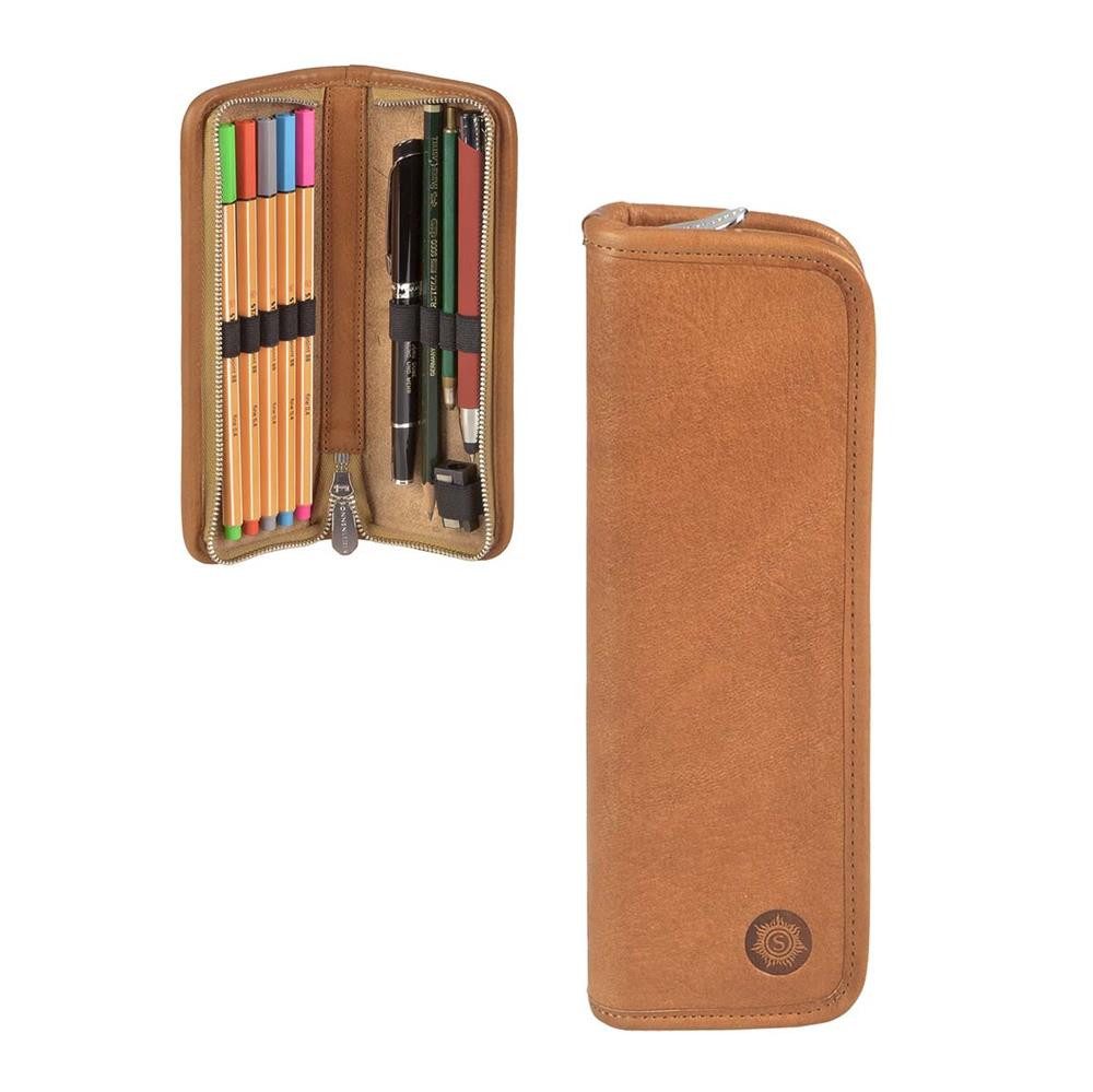 Sonnenleder Schreibgeräteetui Lenz, Stiftetui, Federtasche, süddeutsches Rindleder