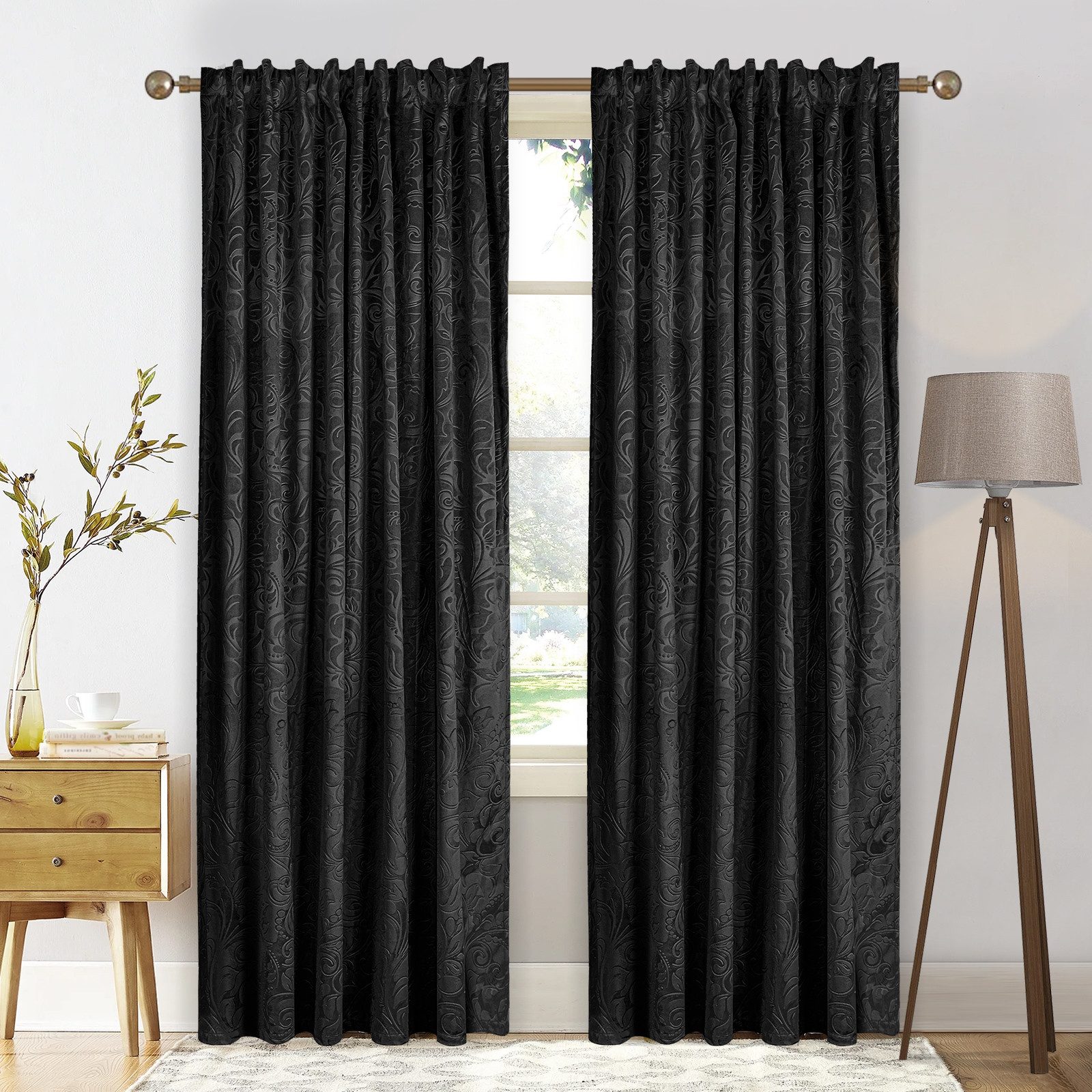 BTTO V&G Vorhang Gardinen Blickdicht Vorhang Samt Velvet Kräuselband (2 St), blickdicht, Vorhang Wohnzimmer