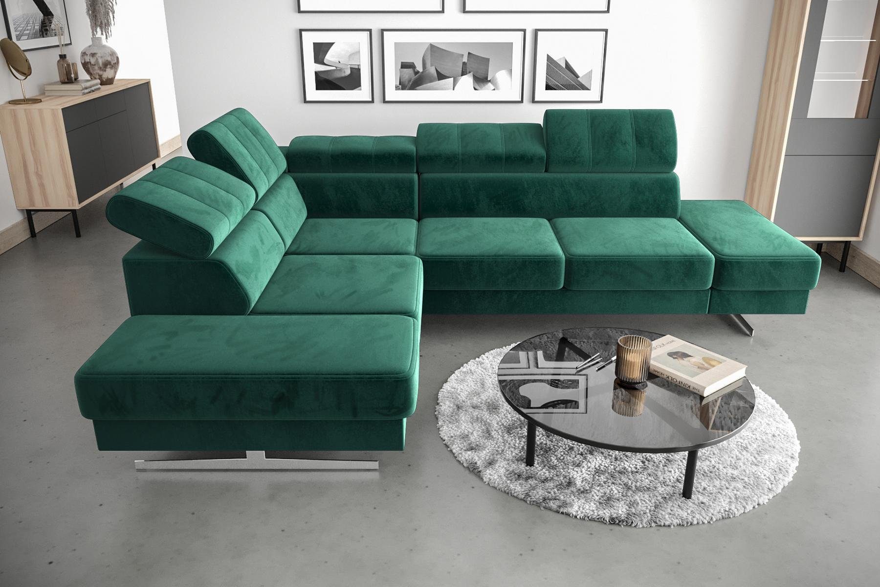 JVmoebel Ecksofa, Luxus Möbel Ecksofa L Form Couch Design Polsterung Textil Sofa Grün