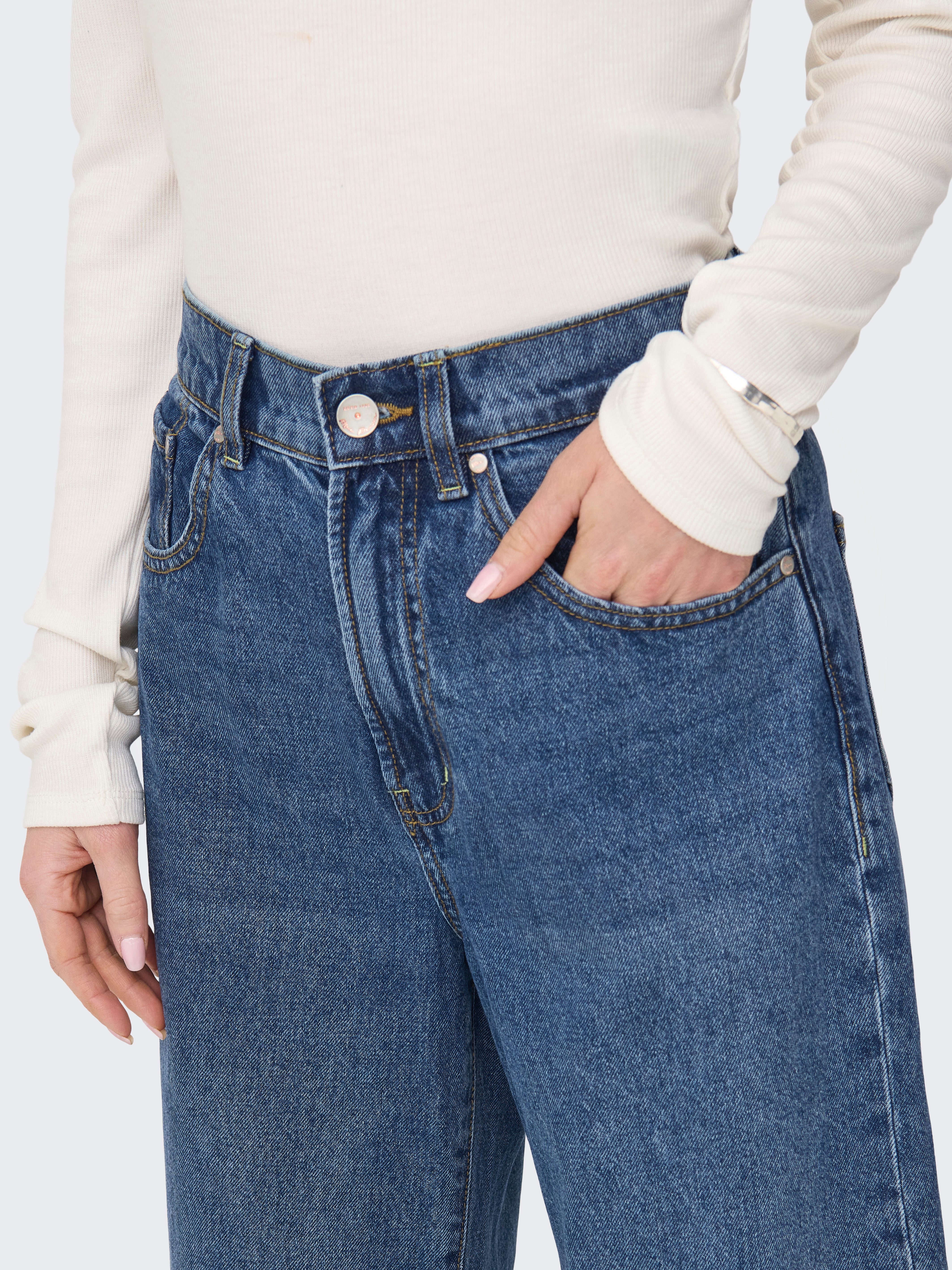ONLY High-waist-Jeans ONLHOPE HW WIDE DNM ADD465 NOOS Baumwolle