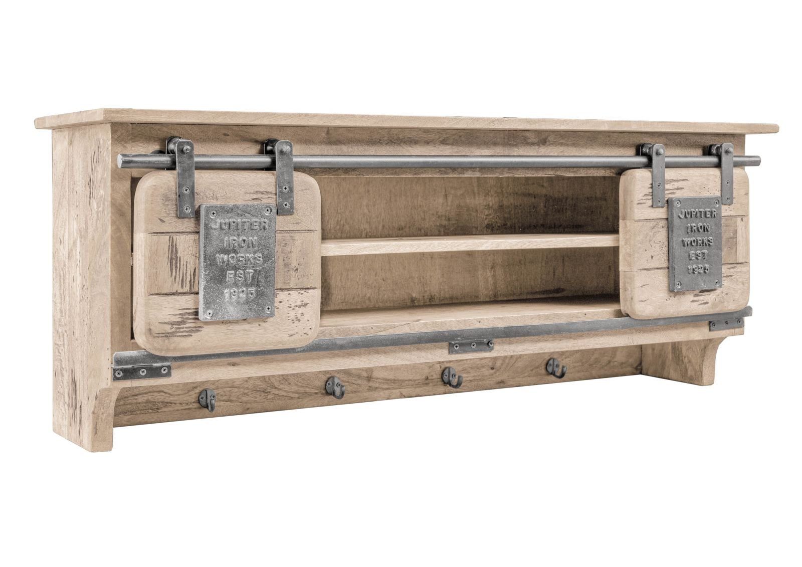 Massivmoebel24 Wandgarderobe (Wandgarderobe Mango 115x30x45 whitewash günstig online kaufen