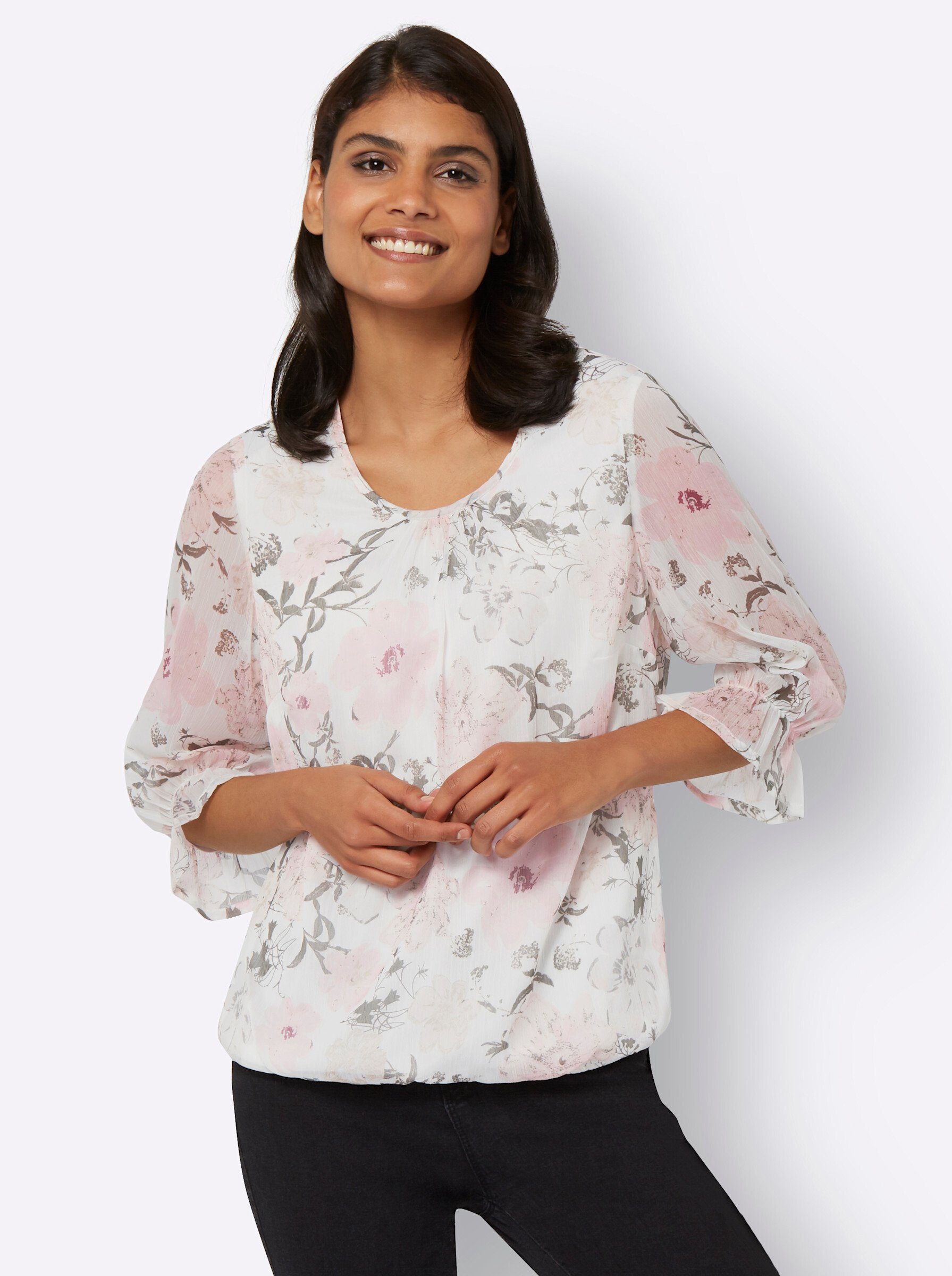 Sieh an! Klassische Bluse Schlupfbluse 3/4-Arm