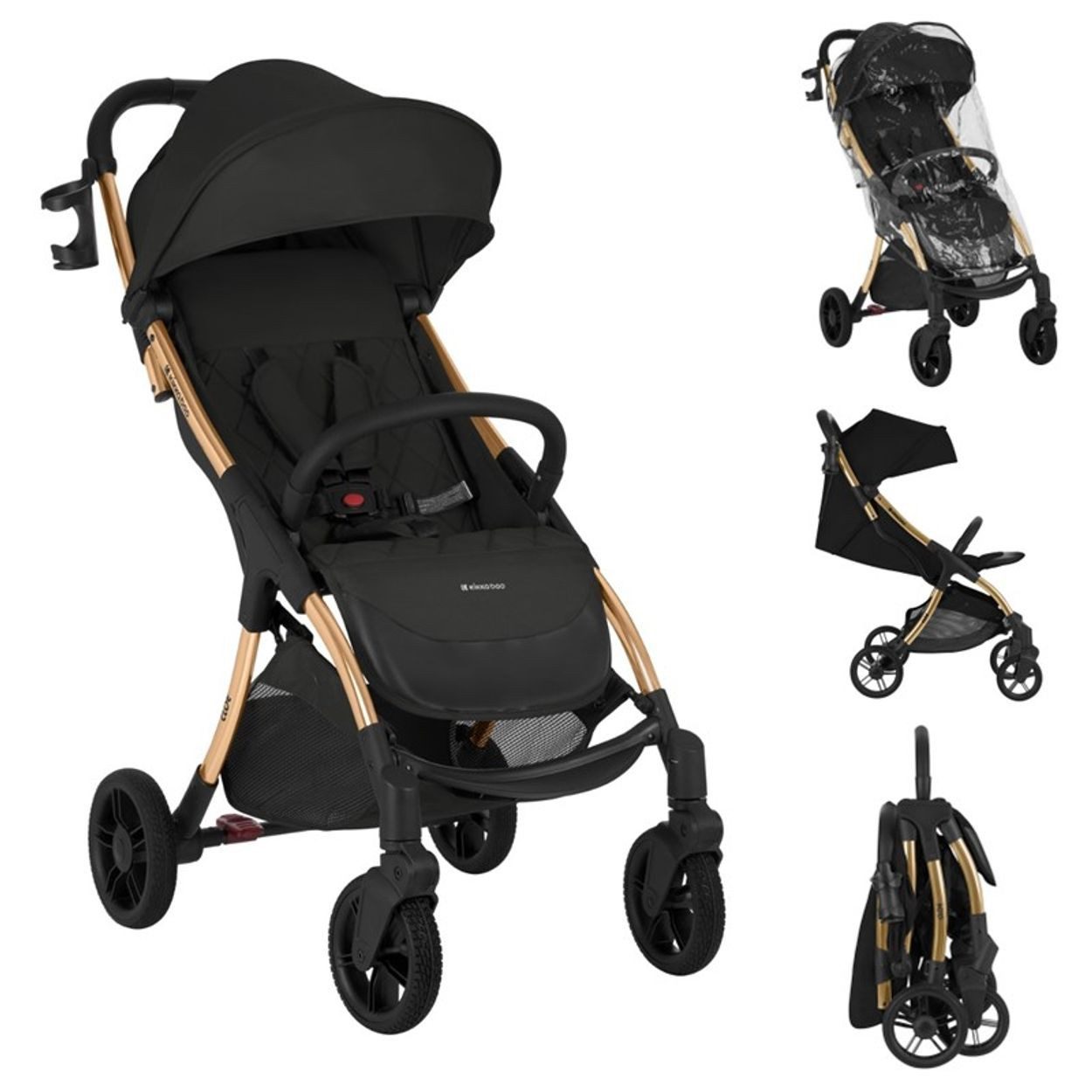 Kikkaboo Kinder-Buggy Cloe bis 22 kg, EVA-Material, Aluminium, 360° drehbar, 5-Punkt-Gurt, Sportsitz