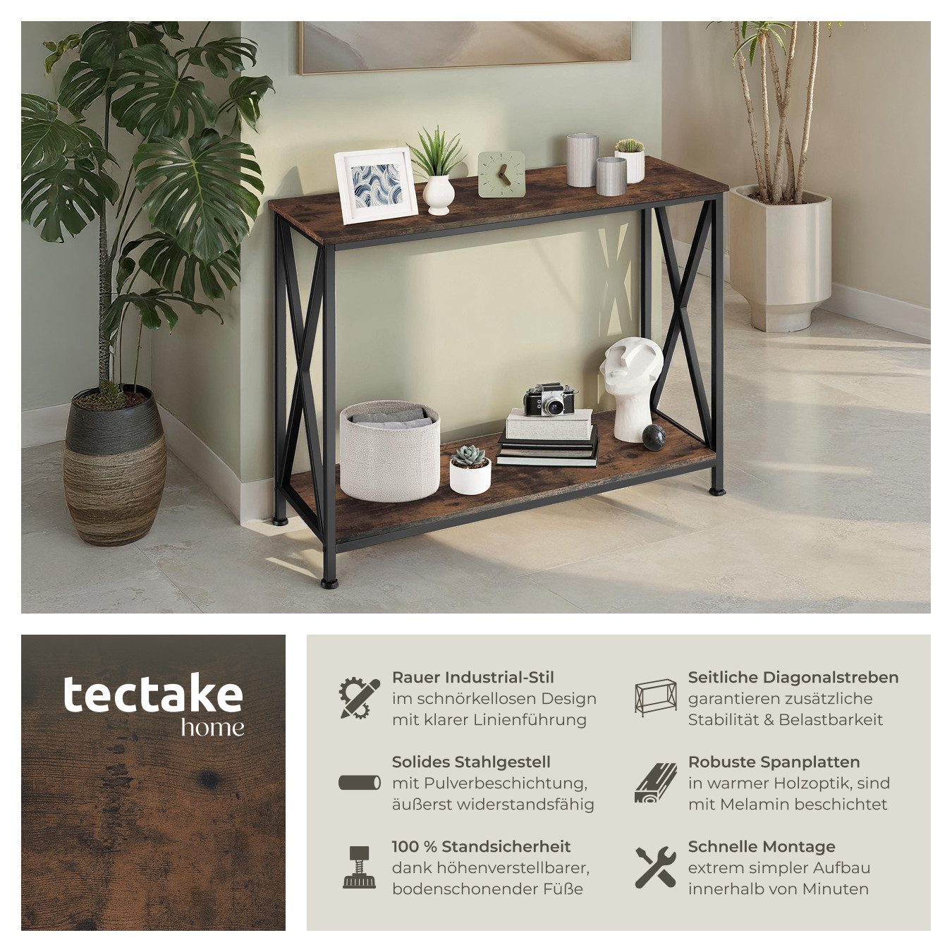tectake Konsolentisch Beistelltisch Tacoma 100x35x80,5cm (1-St., günstig online kaufen