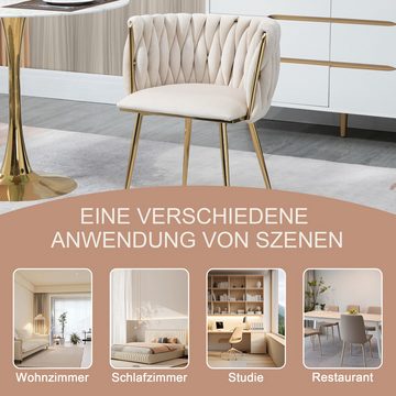 OKWISH 4-Fußstuhl Leisure Esszimmerstühle Akzentstuhl Samt Akzent Lounge Stuhl (mit Eisenmetallfüßen 2-teilig/SET)