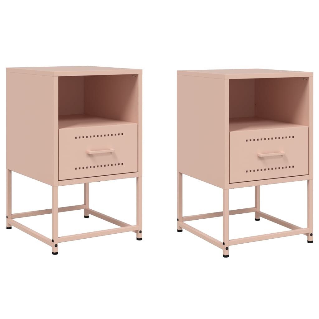 Nachttisch Nachttische 2 Stk. Rosa 36x39x60,5 cm Stahl