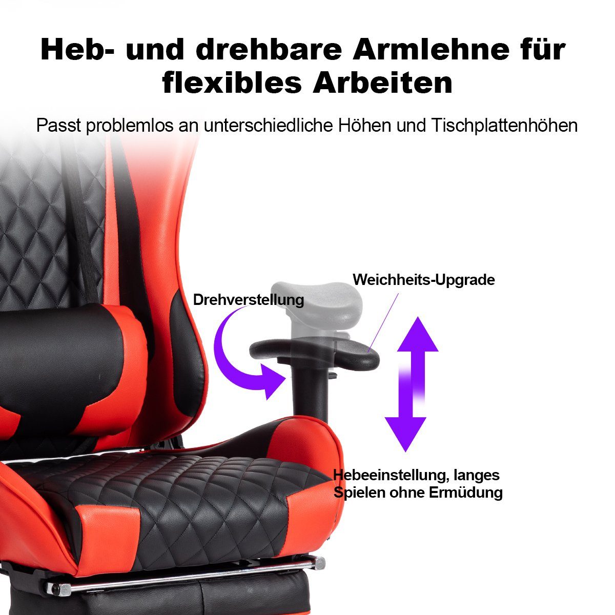 mit Ergonomischer rot Gaming Fußstütze Gaming-Stuhl FOXSPORT Stuhl