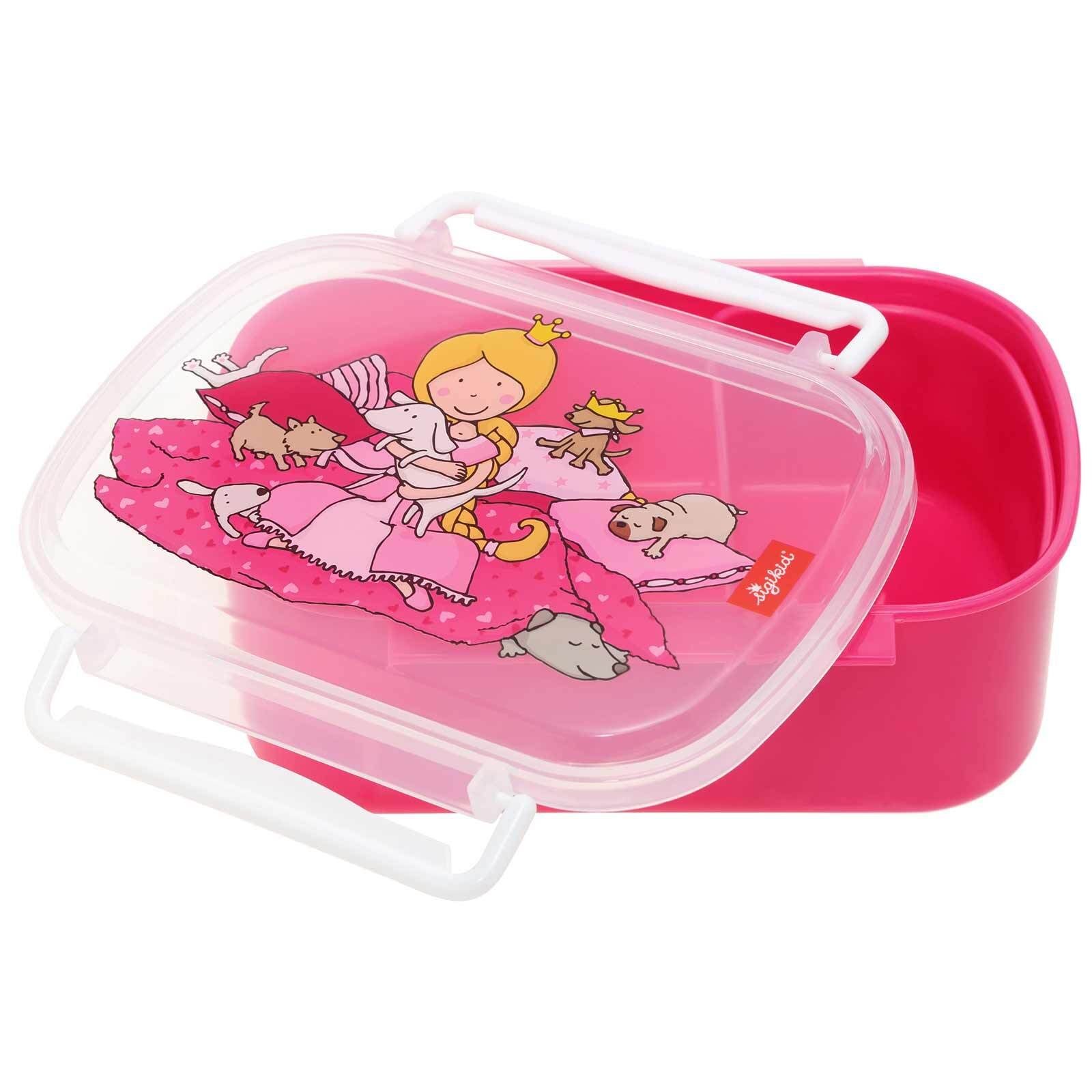 Lunchbox Lunchbox cm, Pinky der Motiv-Deckel Hand mit (1-tlg), 7 spülen 17 Hunde, Queeny x Polypropylen, 11 Spülmaschinengeeignet, pink Sigikid x
