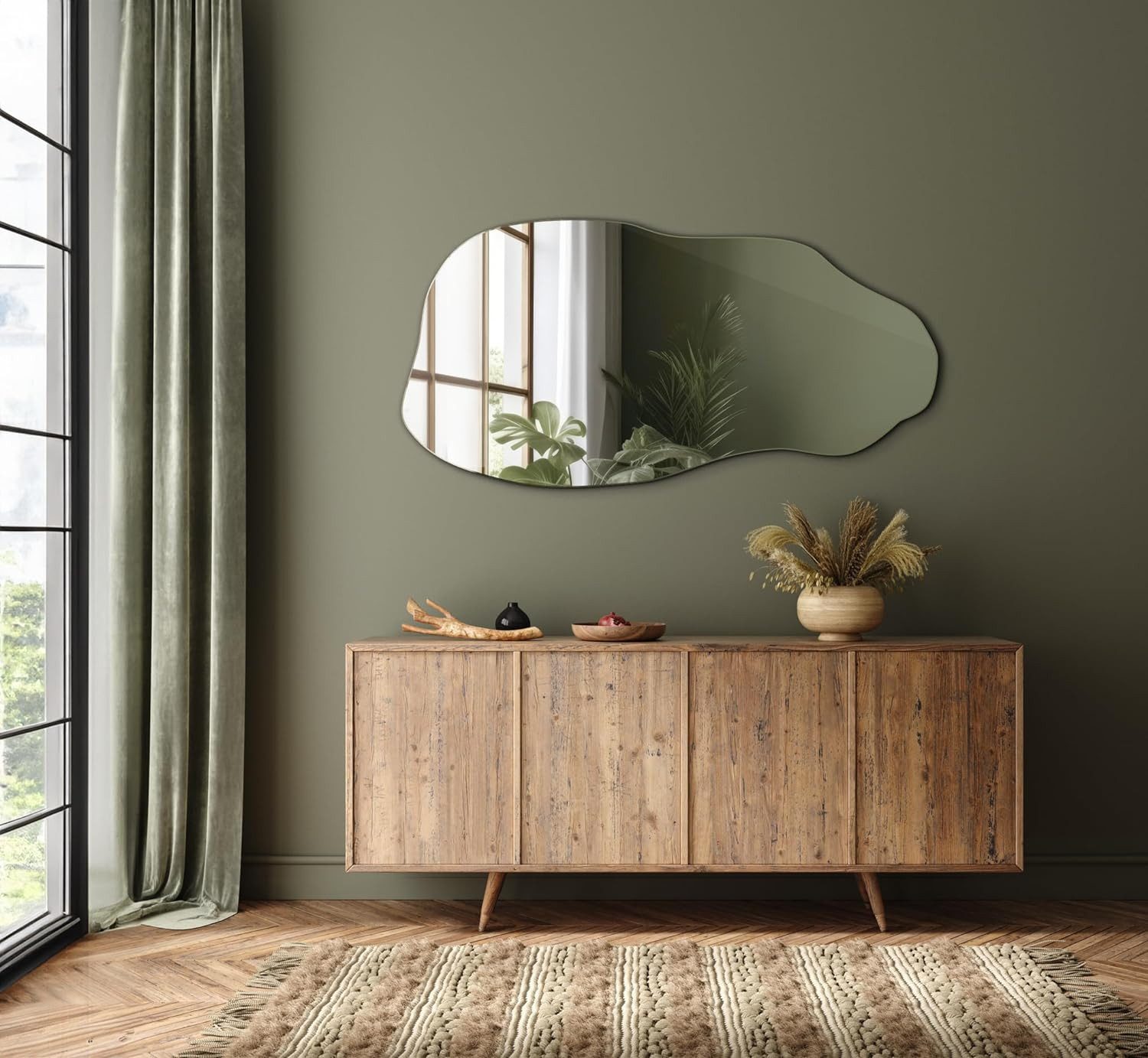 Tulup Dekospiegel Deko Spiegel Wand Modern Glas Kosmetikspiegel Loft, Unregelmäßige Form